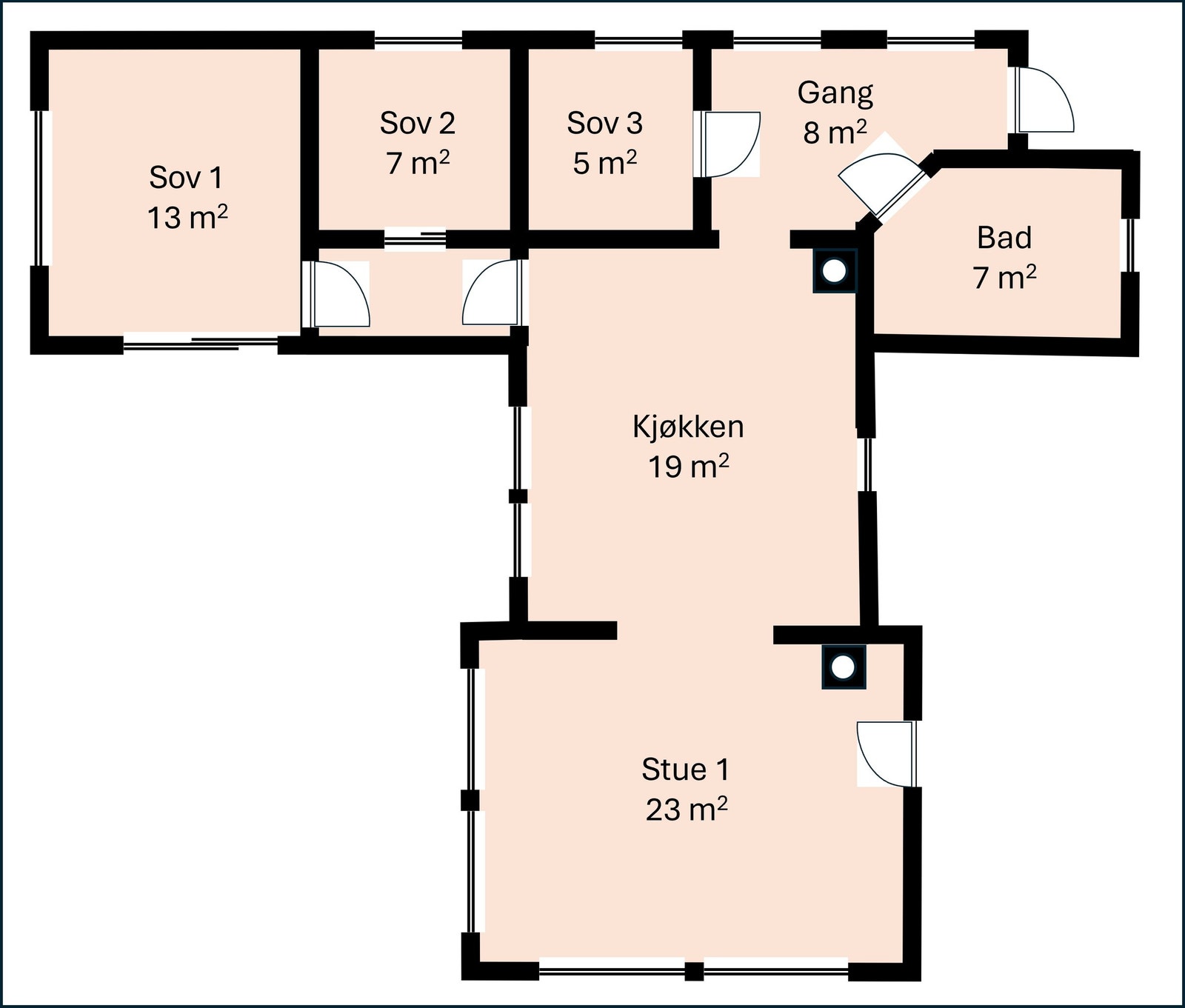 Ny planløsning, omgjort fra ekstra stue til Master Soverom Galleribilde