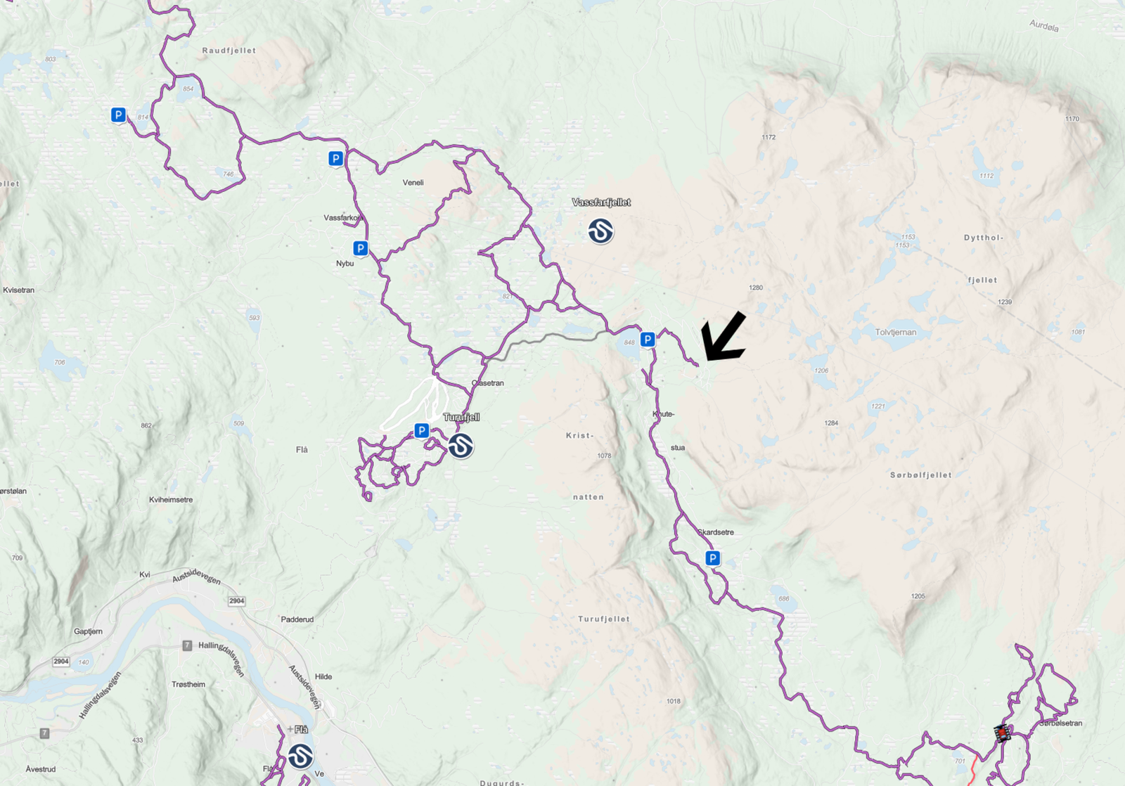 Flott løypenett i nærheten. Det er også kun 10 minutter til Turufjell med blant annet alpinbakker med den nye fjellvegen som er åpnet i januar 2026. Galleribilde