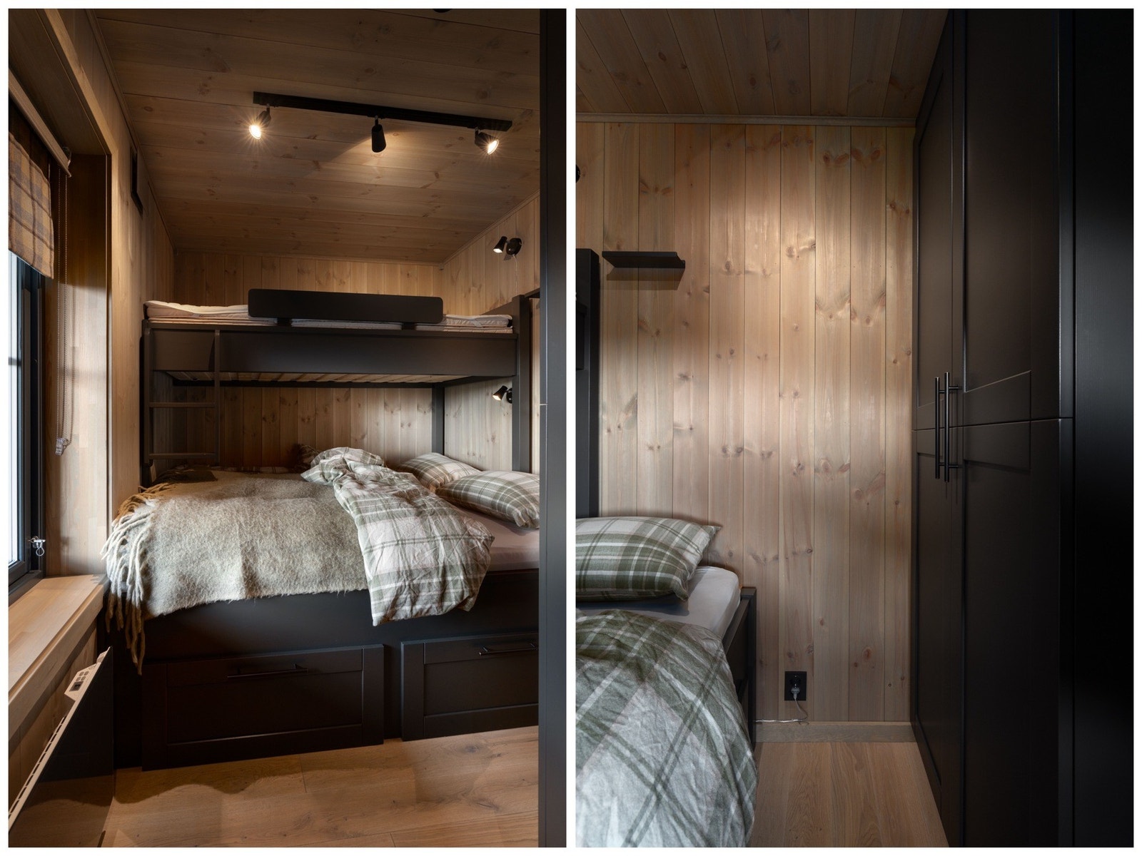 Stor familiekøye med sengeskuffer og skap. Galleribilde