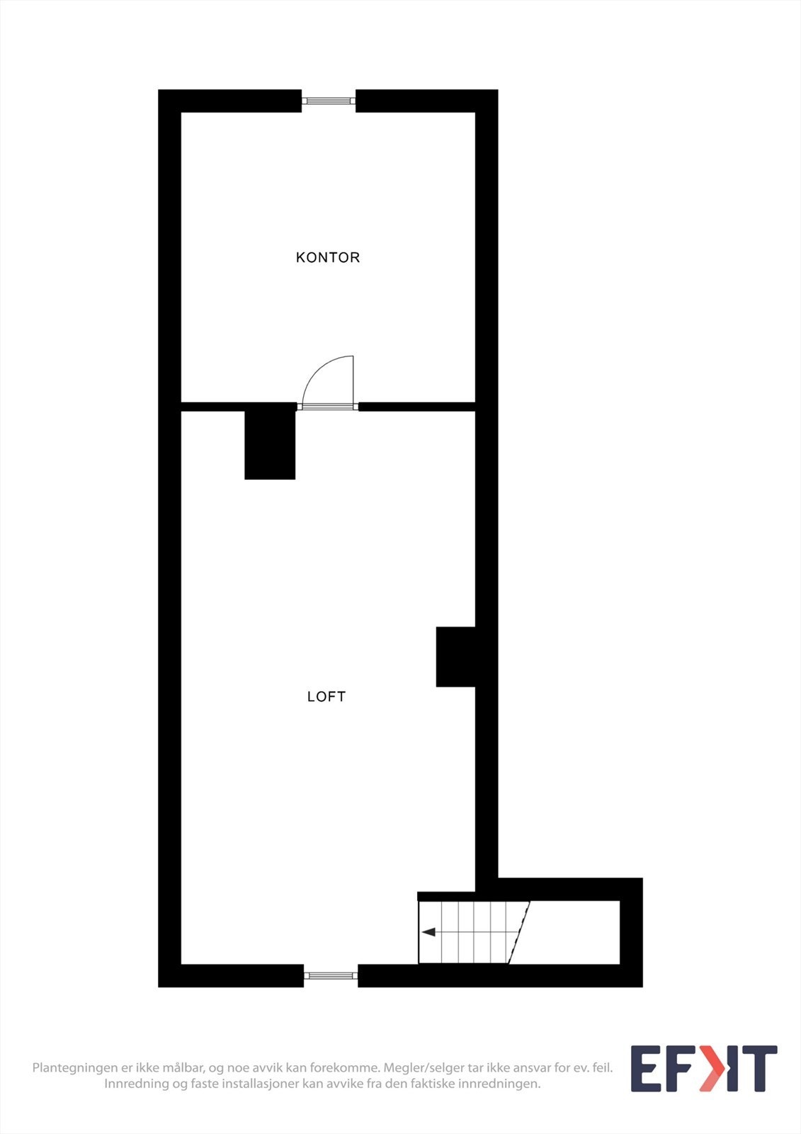 Loftsetasjen består av to boder, hvorav den ene er innredet som et kontor Galleribilde