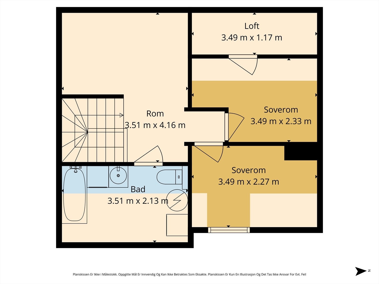 Plantegning loftsetasje. Galleribilde