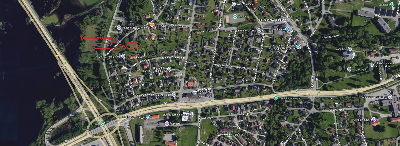 Tomtens plassering sentralt på Ridabu Galleribilde