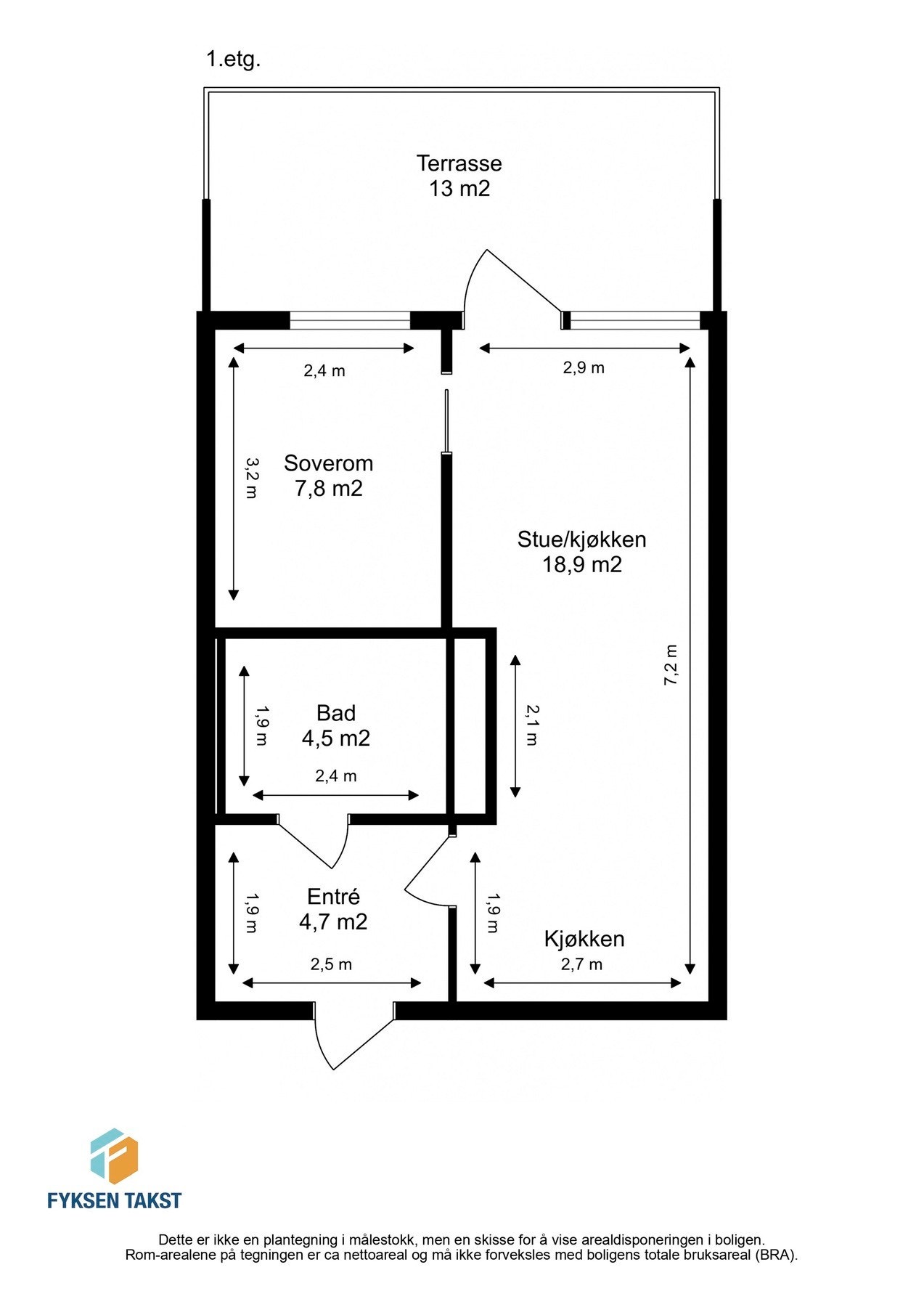 Målsatt planskisse. Galleribilde