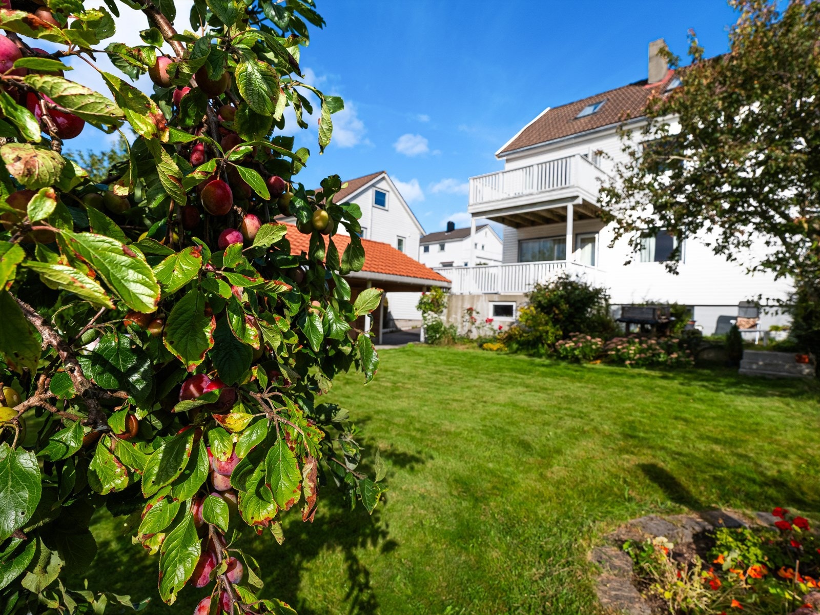 Den solrike hagen gir gode muligheter for både avslapning og aktiviteter Galleribilde