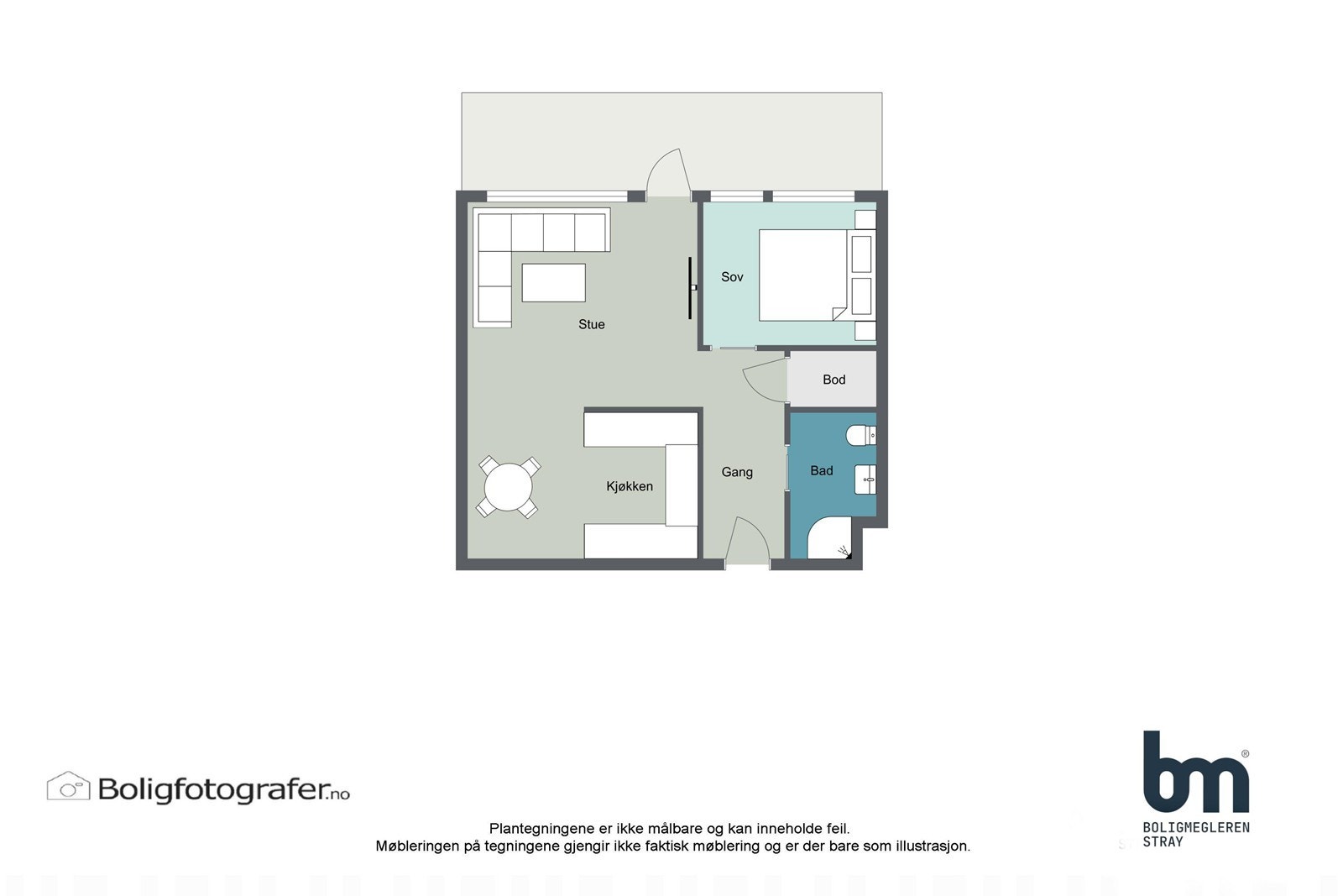 Praktisk planløsning på 42 kvm, pluss 10 kvm vestvendt balkong Galleribilde