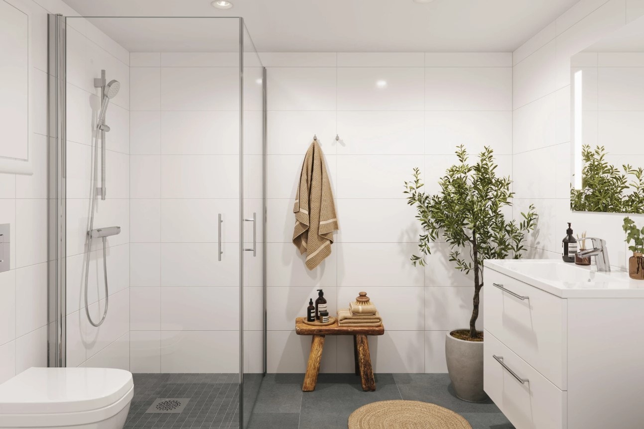 Moderne bad m. gulvvarme. Se salgsoppgave for nærmere beskrivelse. Galleribilde