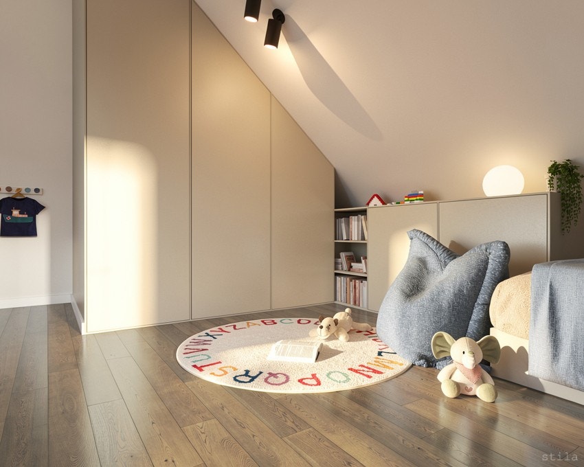 Illustrasjonsbilde av soverom 2 med garderobeløsning Galleribilde