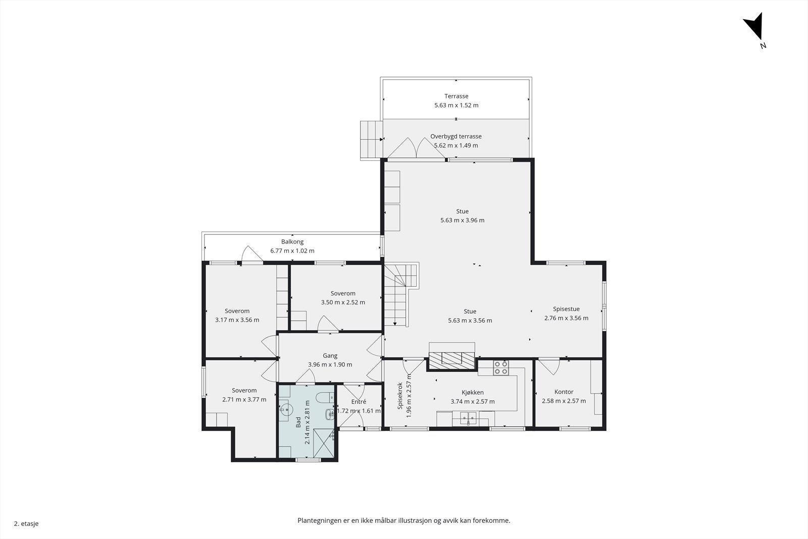 Plantegning hovedetasje. Galleribilde