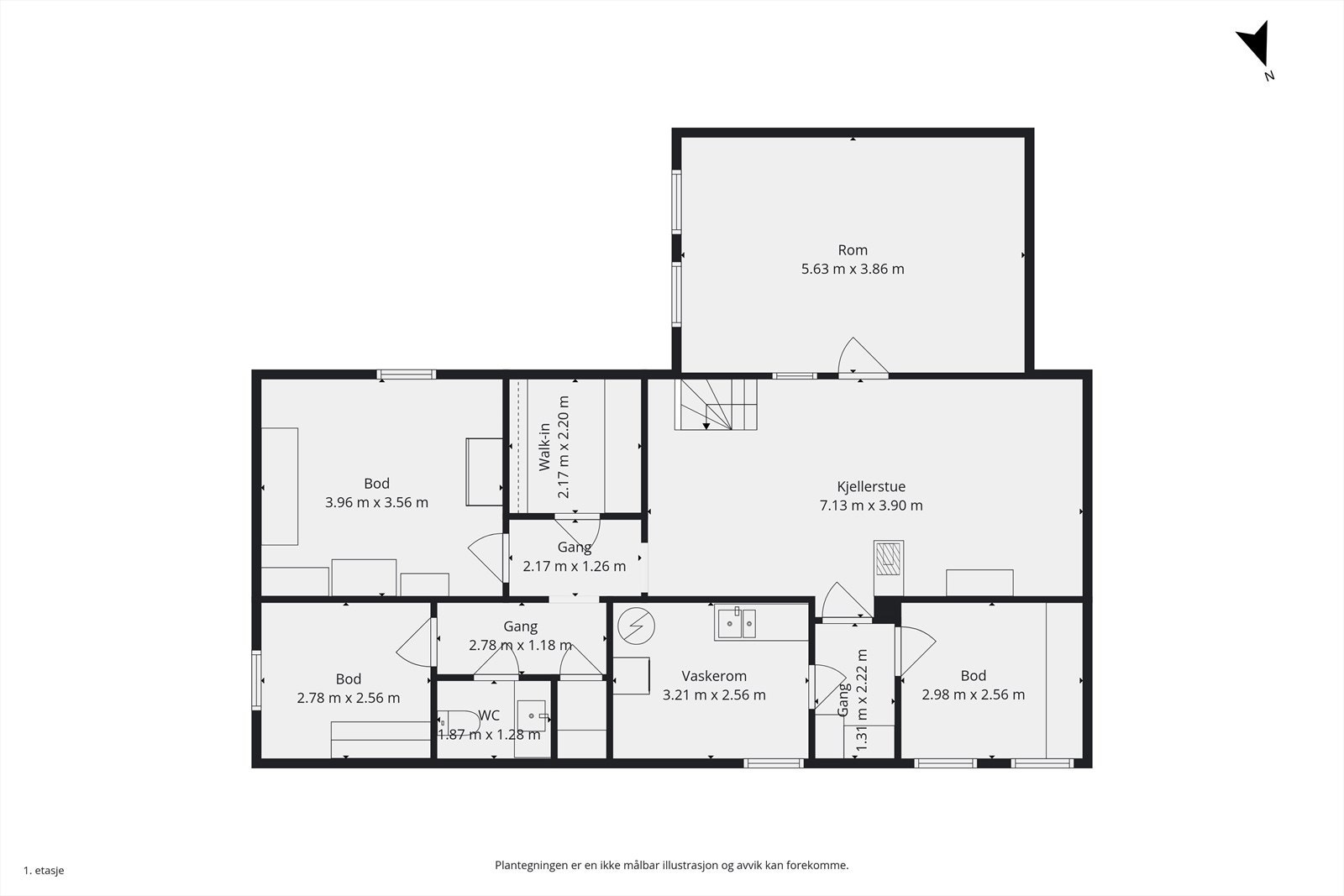 Plantegning kjeller. Galleribilde