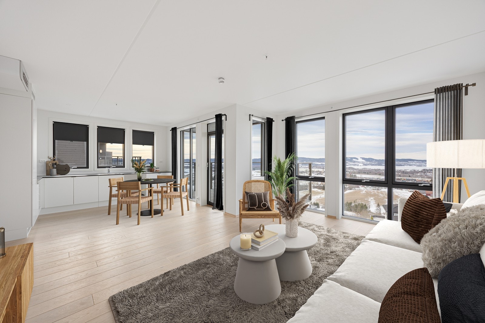 Velkommen til ditt nye hjem i Trevaliglia 3. Her møtes du av en planløsning mellom stue og kjøkken. Bildet er digitalt stylet. Foto: Svein Michaelsen - Exponering. Galleribilde