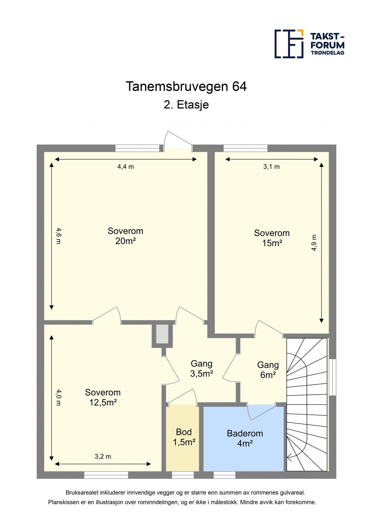Planskisse 2.etg. med arealer. Galleribilde