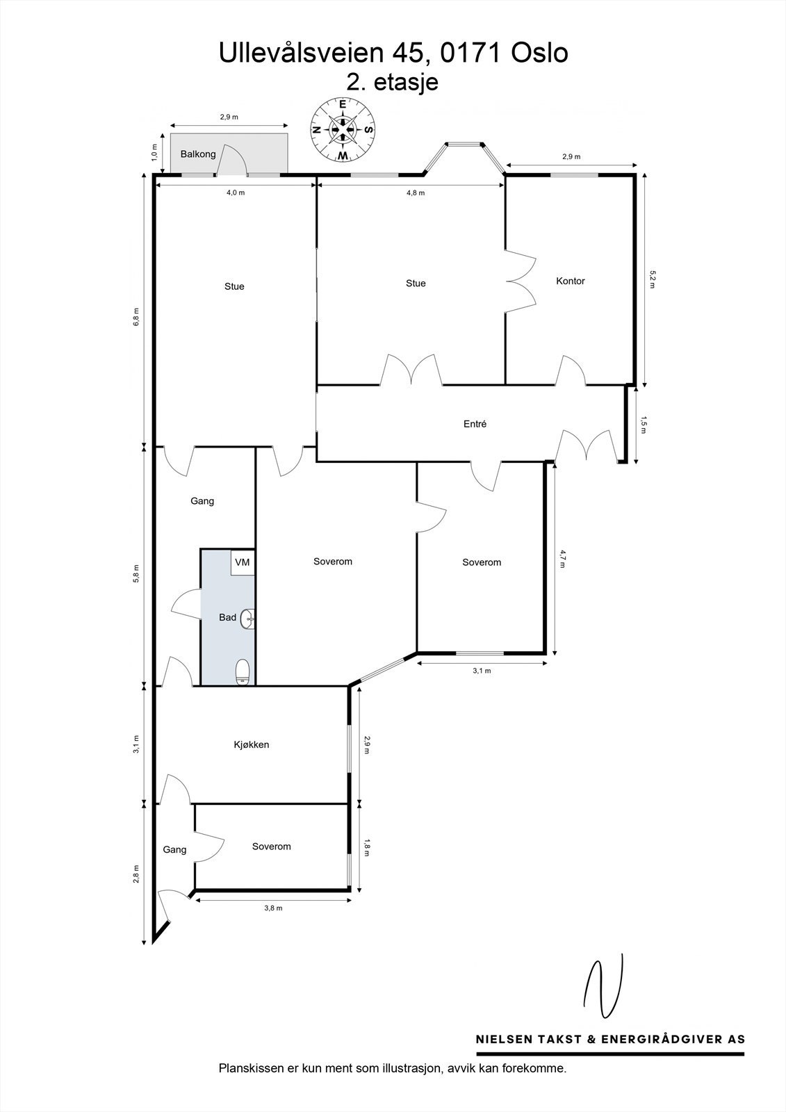 Leiligheten på 162 m² har en fleksibel planløsning med store rom og god romfordeling. Galleribilde