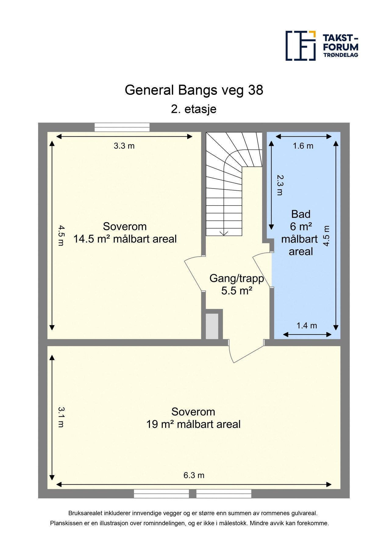 Målsatt planskisse 2. etg Galleribilde