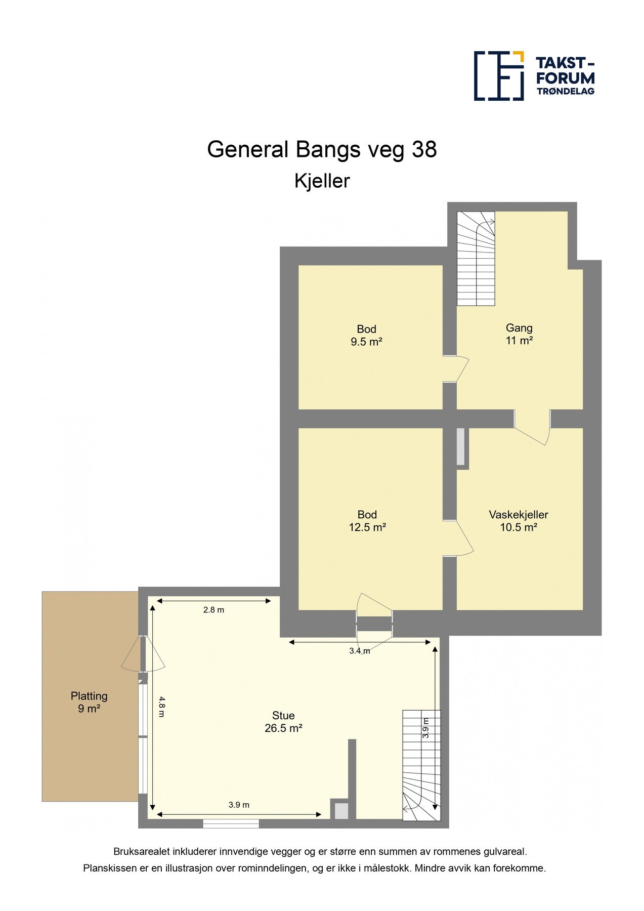 Målsatt planskisse kjeller Galleribilde