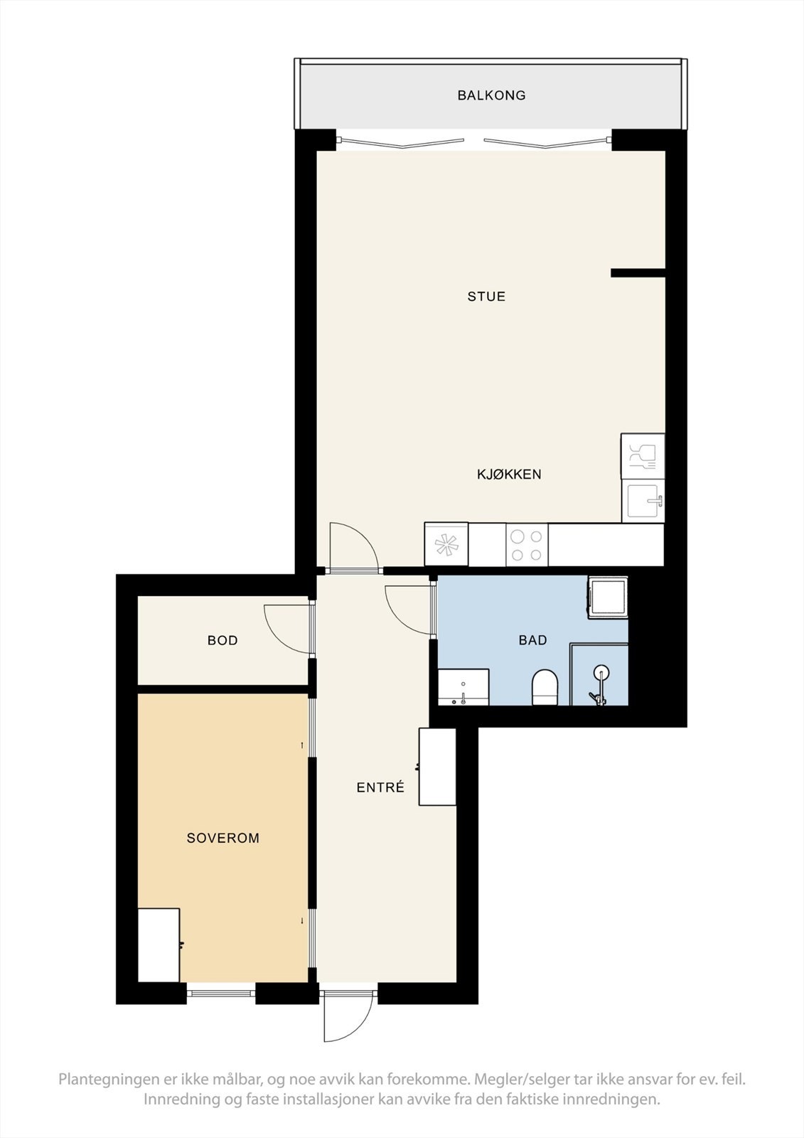 Leiligheten har et bruksareal på 57 m² og en arealeffektiv planløsning. Galleribilde