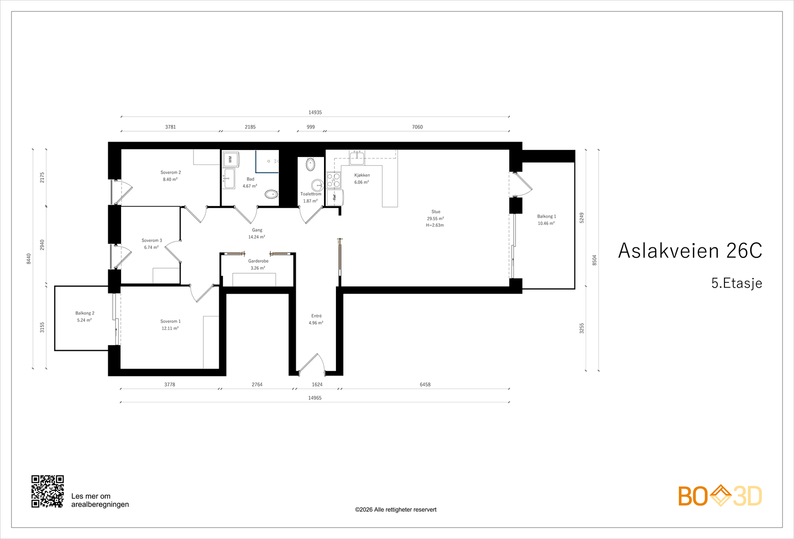 Plantegning 2 D. Aslakveien 26 C Galleribilde