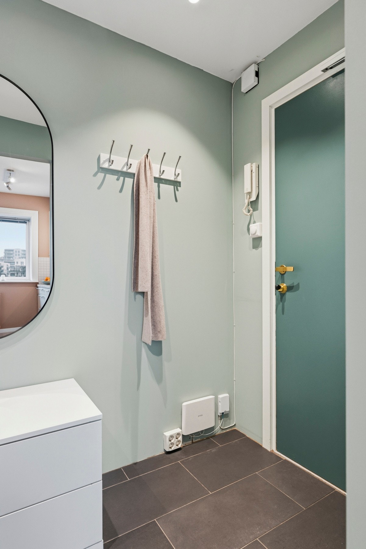 - Hyggelig entré med plass til oppbevaring av yttertøy og sko. Dørcalling med åpner - Galleribilde