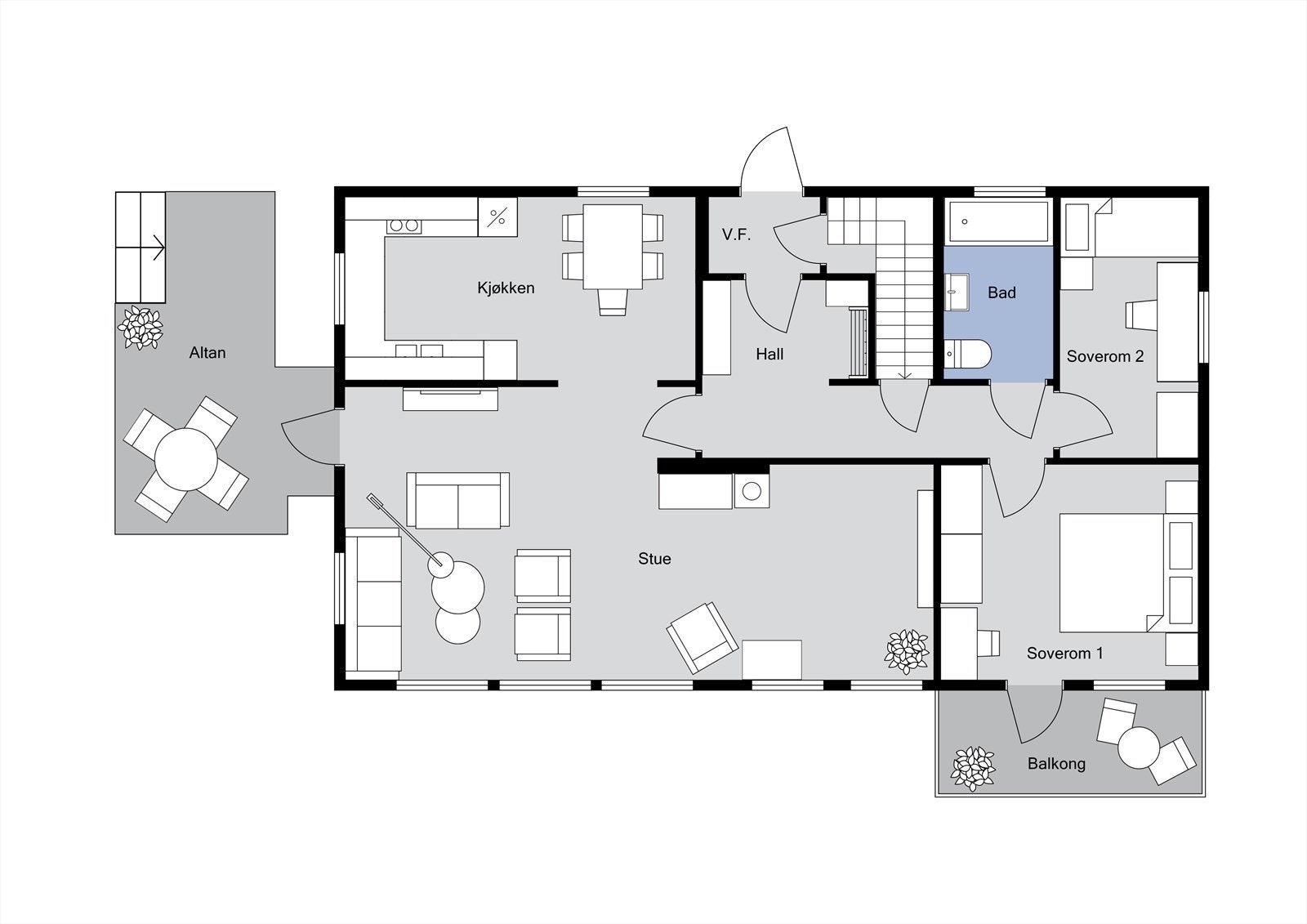Planløsning 1. etasje Galleribilde