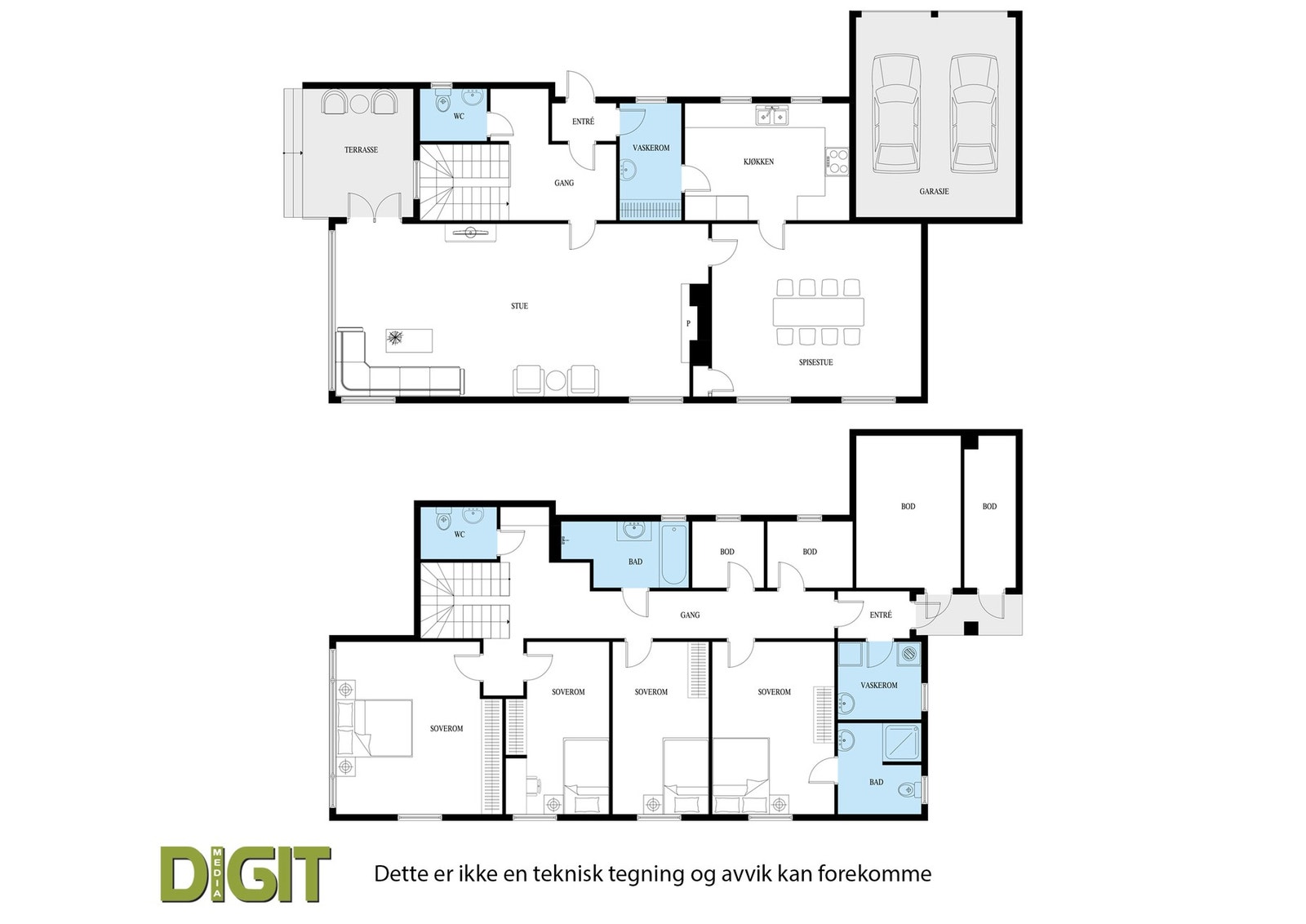 Plantegning over begge etasjene Galleribilde