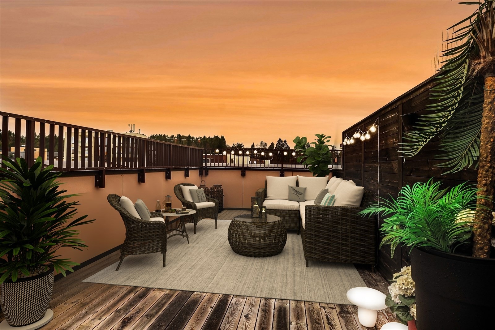 Her har en rikelig med plass til utemøblement i flere soner. Galleribilde