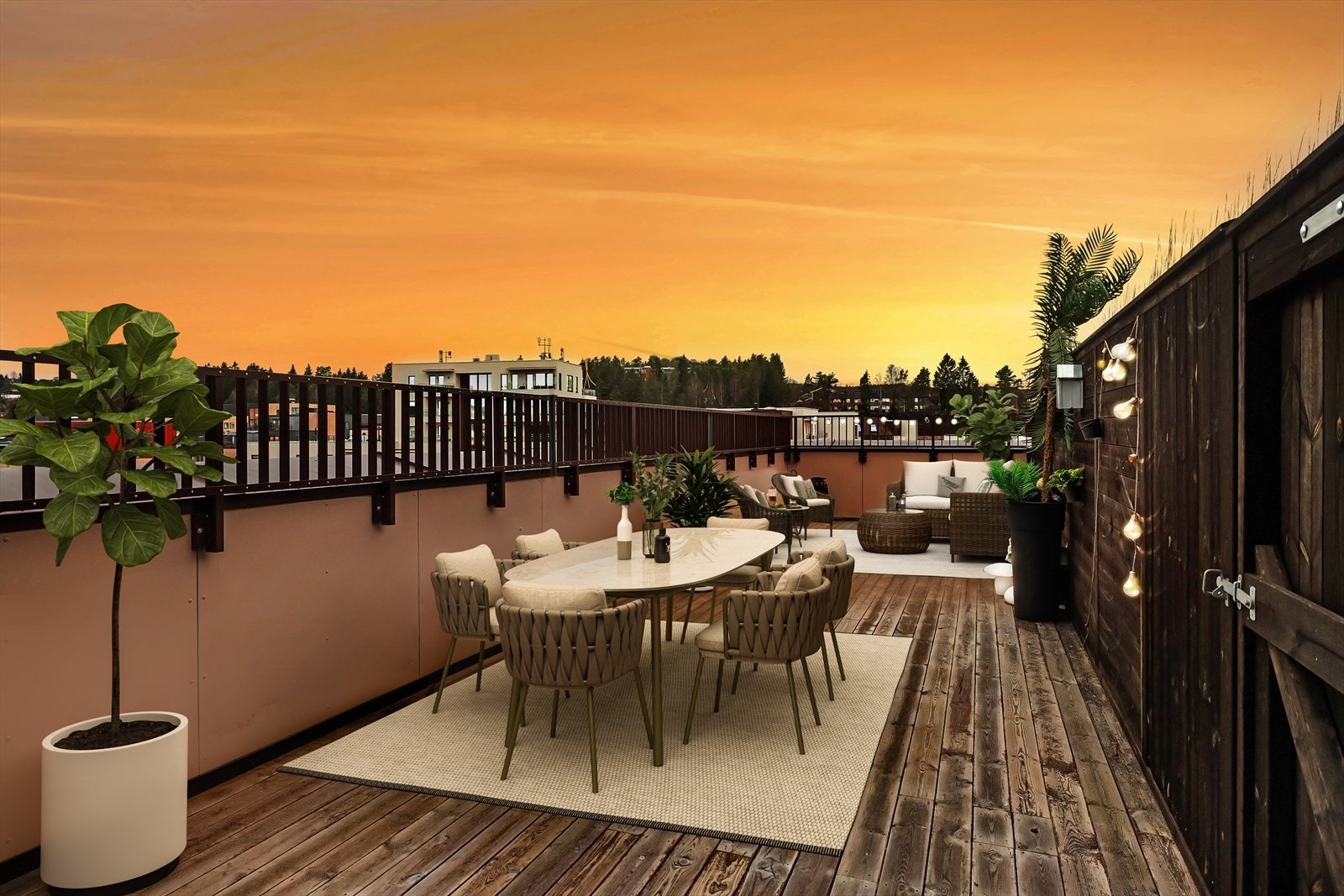 Direkte fra stuen er det utgang til en herlig takterrasse på 36 kvm. Galleribilde