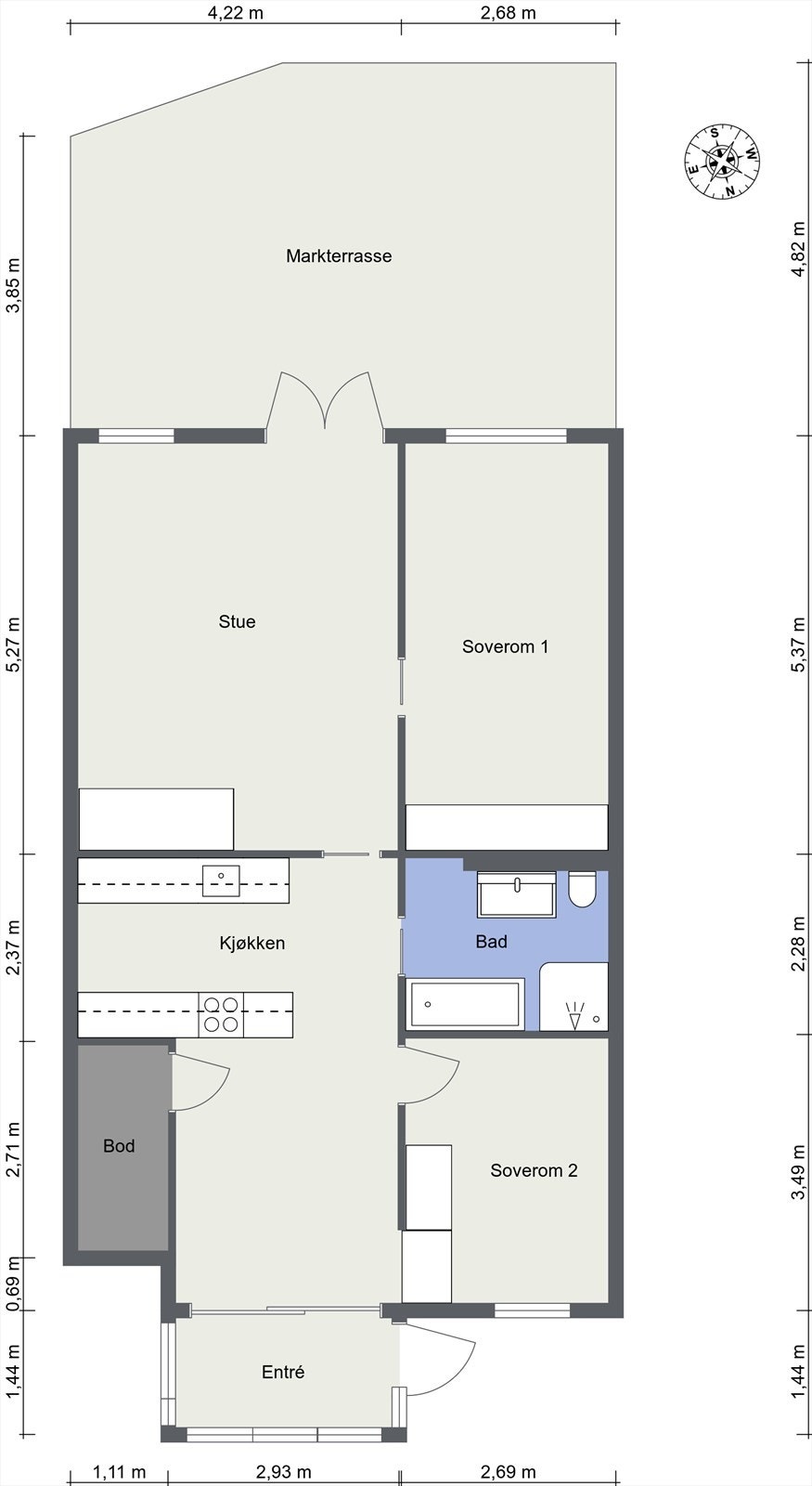 Leiligheten har en gjennomgående planløsning og ligger i byggets 1. etasje. Galleribilde