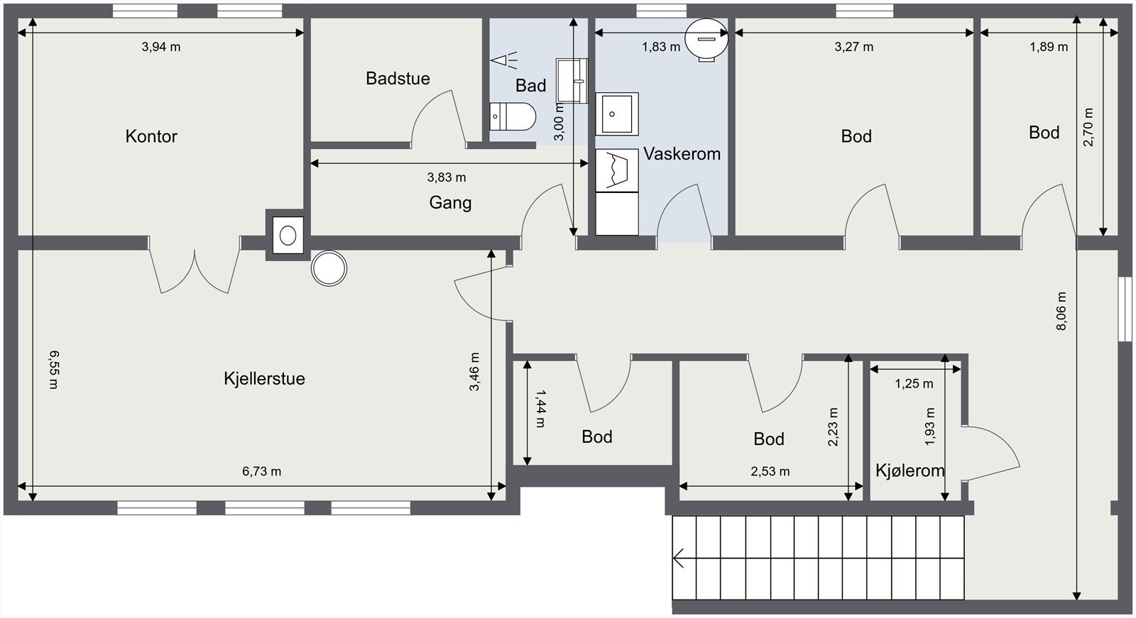 Plantegning kjeller. Galleribilde