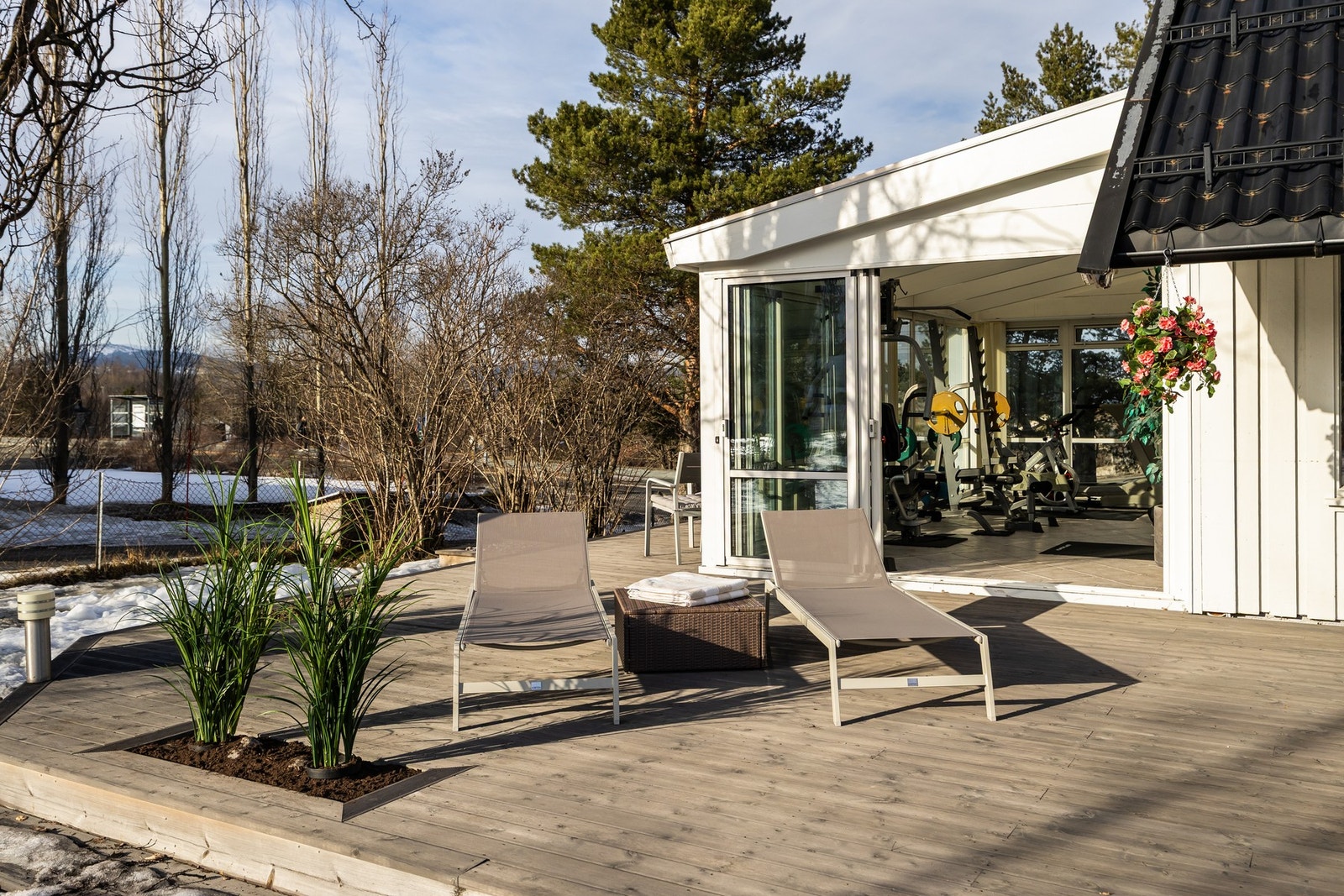 Vinterhagen er i dag innredet som og brukt som et fult utstyrt treningsrom. Galleribilde