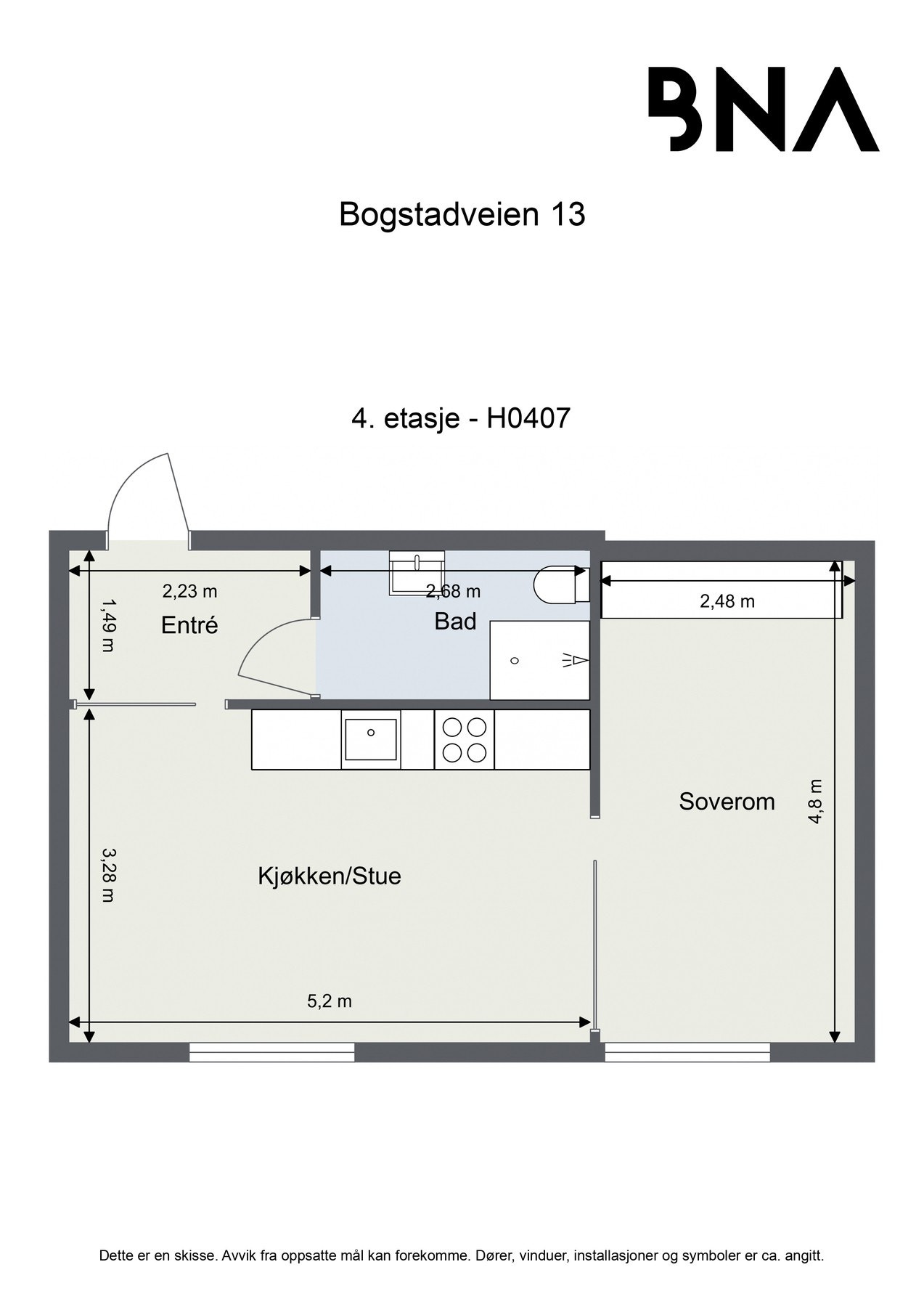Plantegning - Leiligheten disponerer også en kjellerbod på ca. 2 kvm Galleribilde