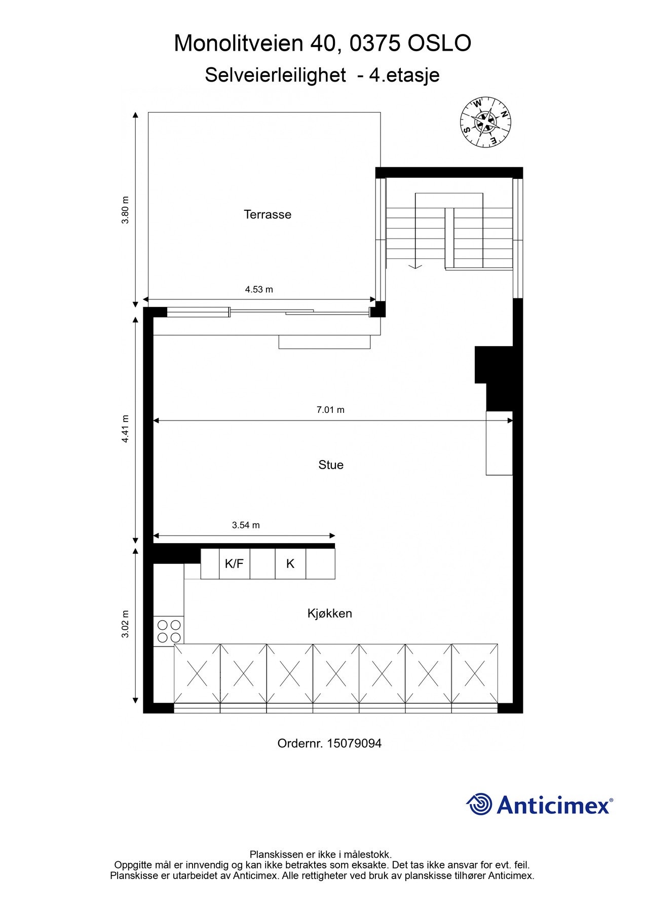 Planskisse av leilighetens 2.etasje. Galleribilde