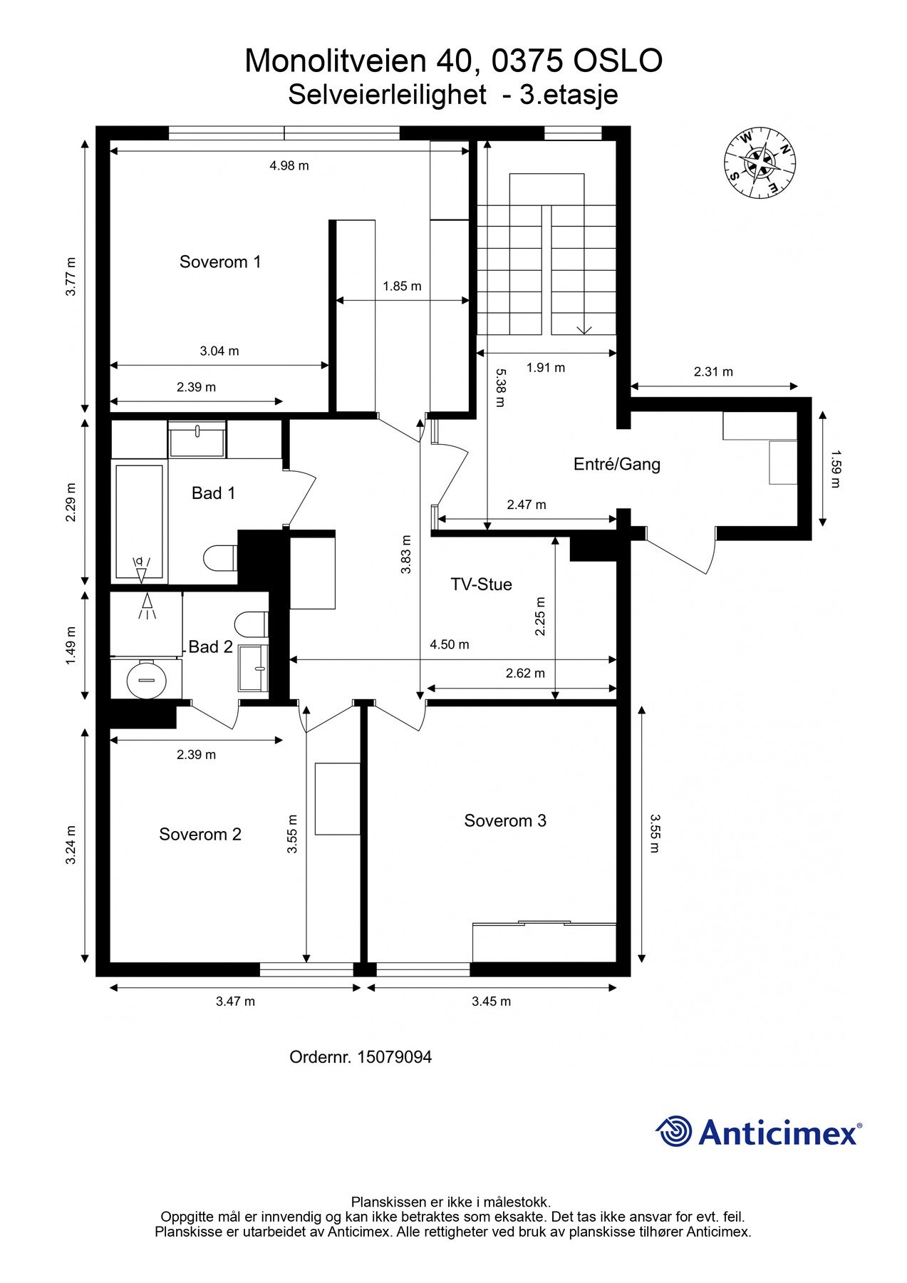 Planskisse av leilighetens 1.etasje. Galleribilde