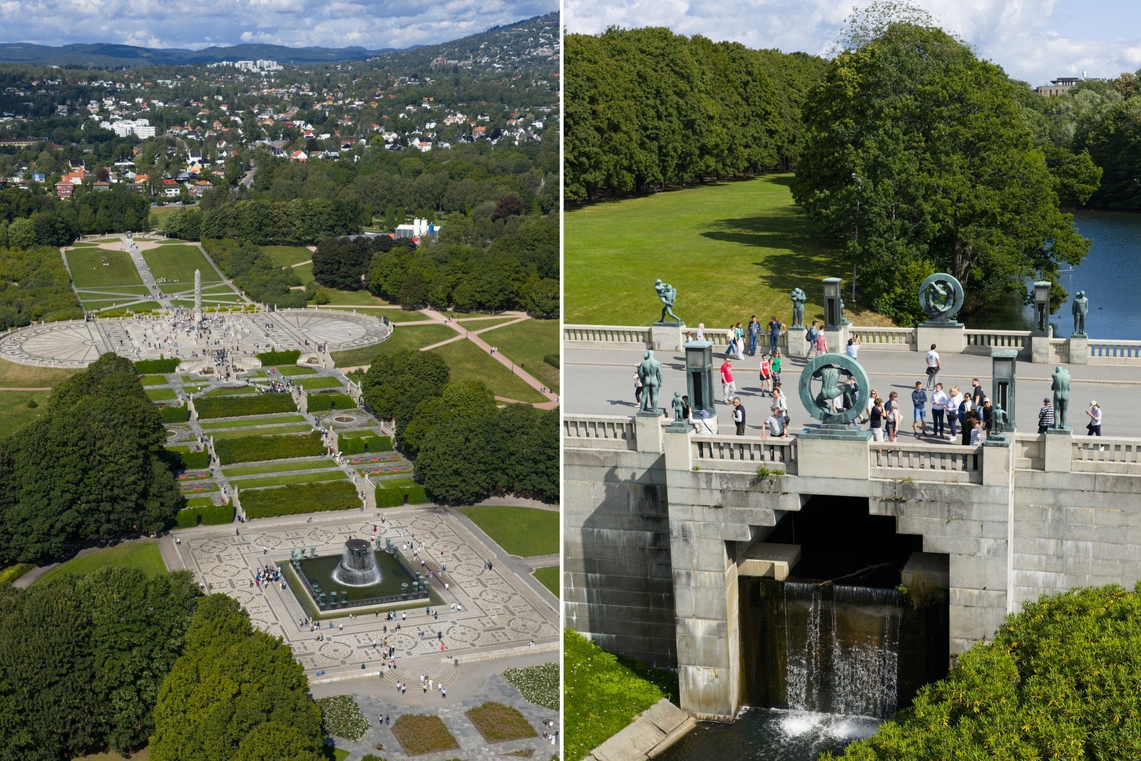 Frognerparken med Vigelands vakre skulpturer - en frodig oase med store rekreasjonsområder. Galleribilde