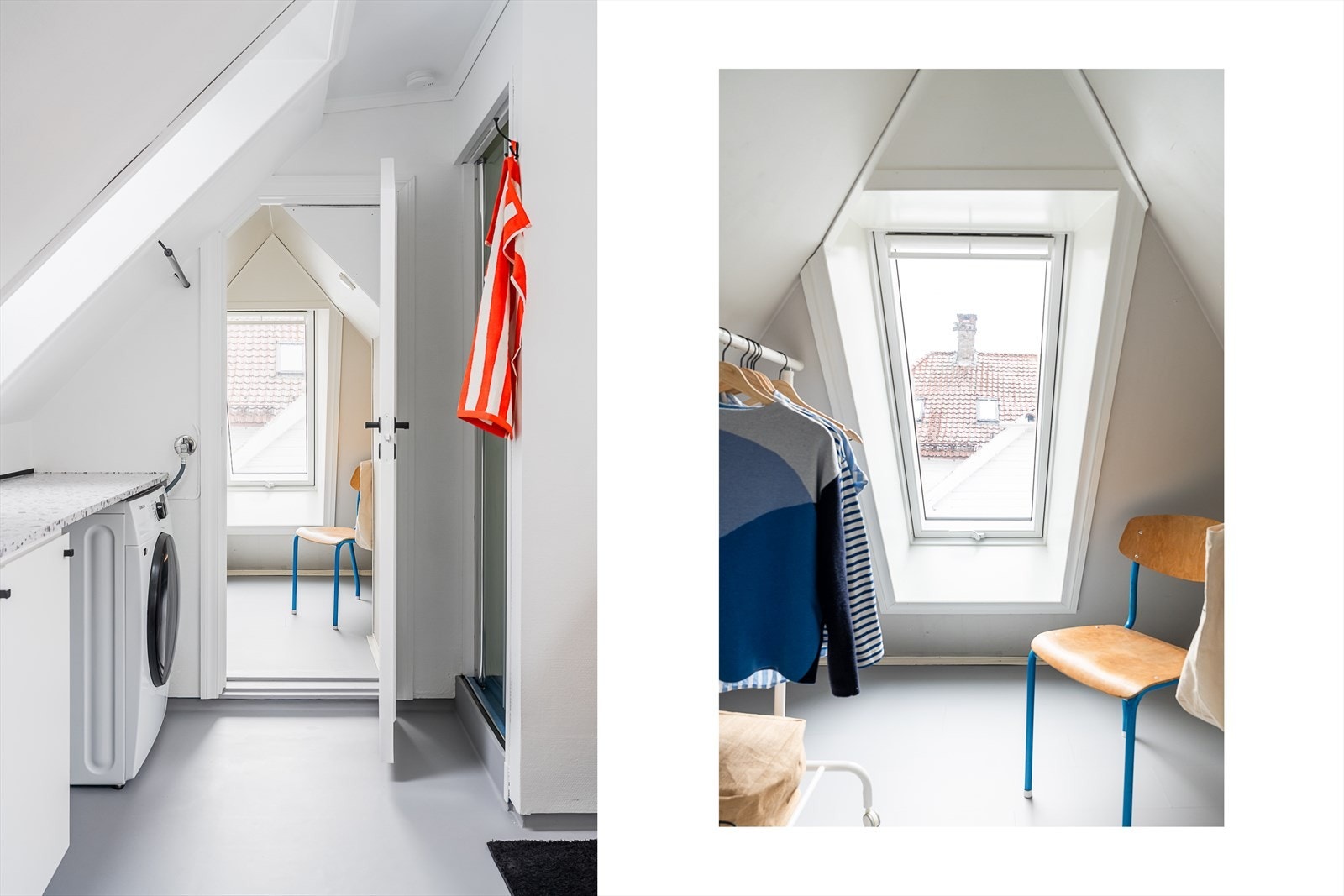 Bak badet er det bod brukt som garderobeløsning. Galleribilde