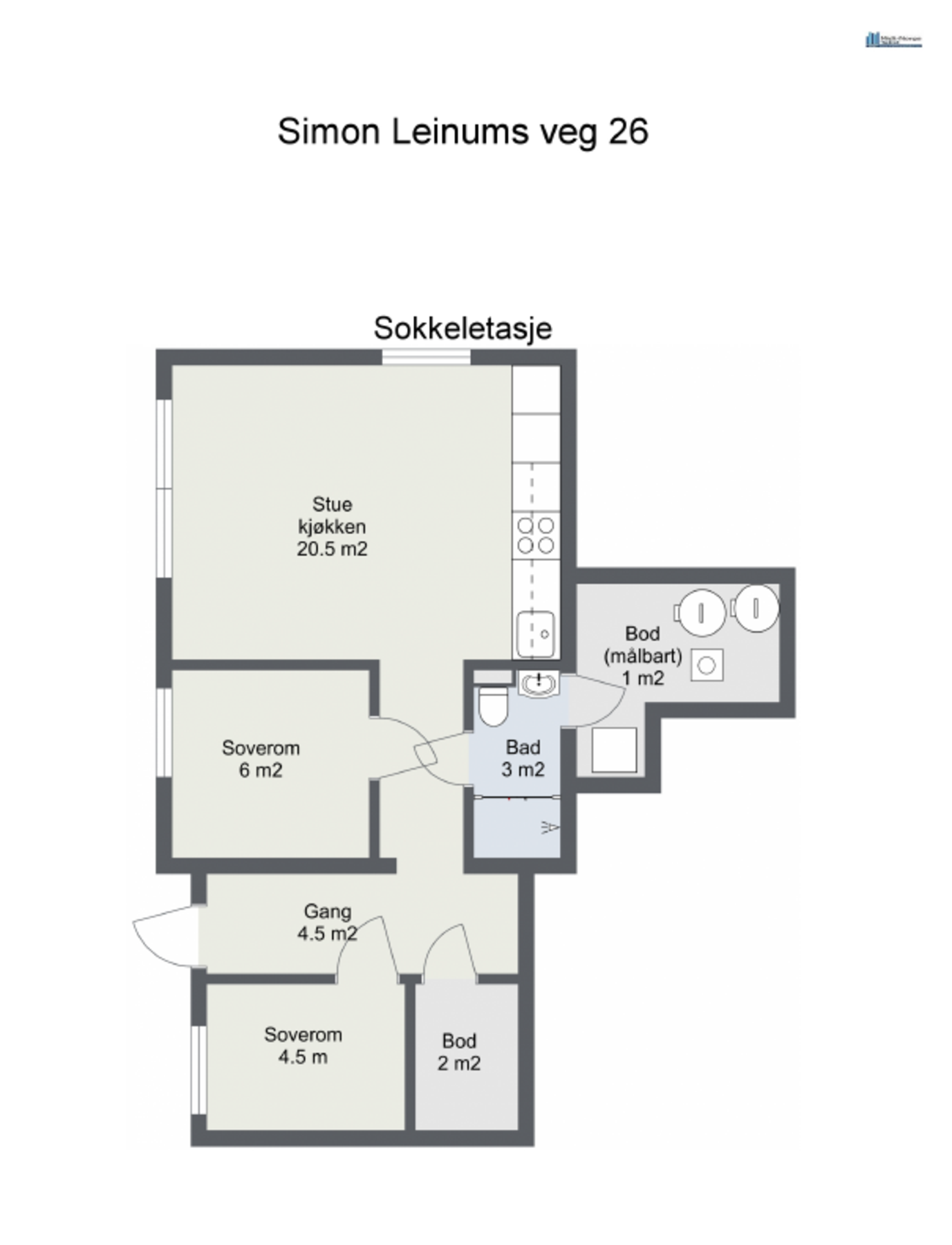 Planskisse sokkeletasje (snr. 3). Galleribilde