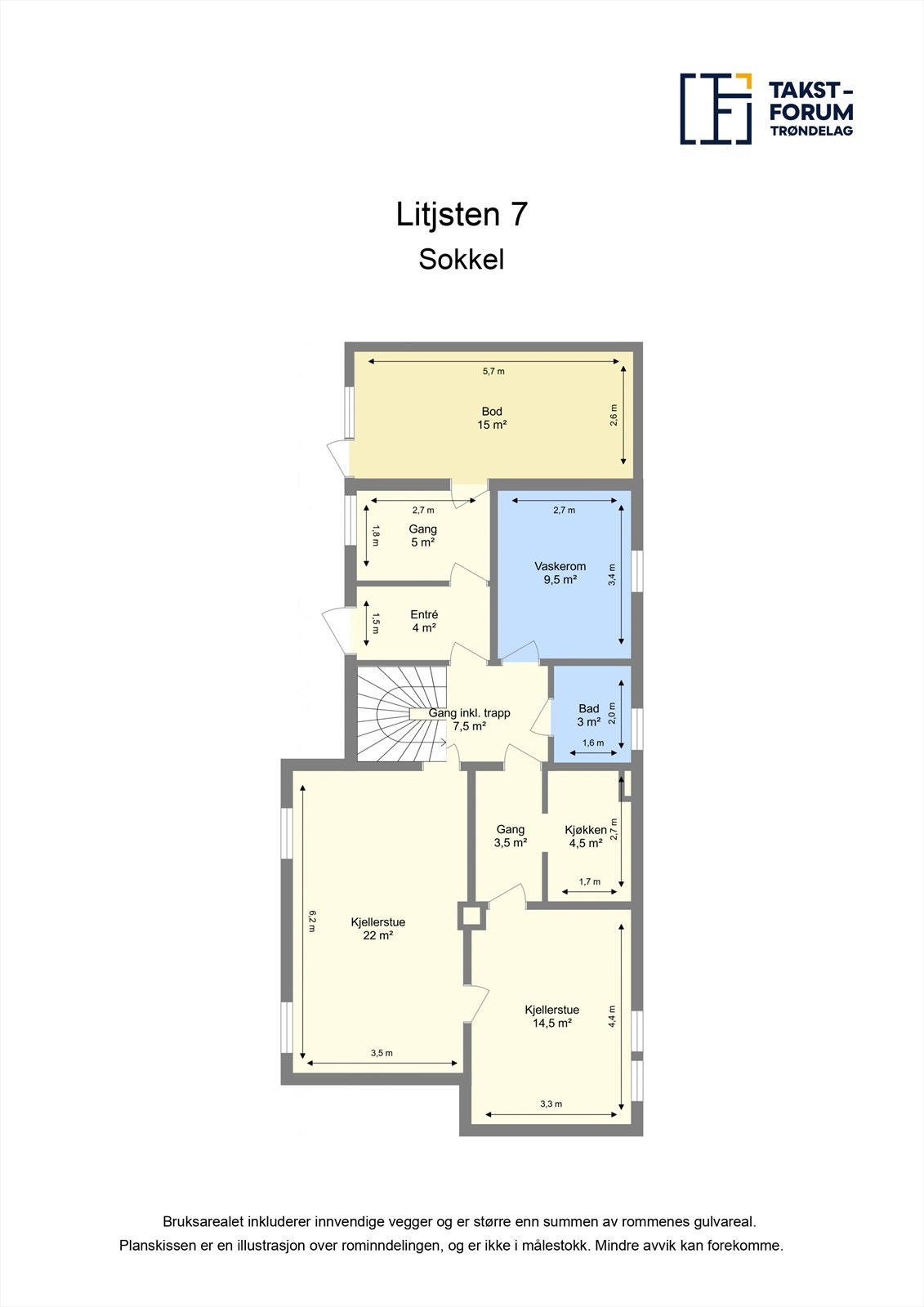 Planskisse, sokkel. Galleribilde