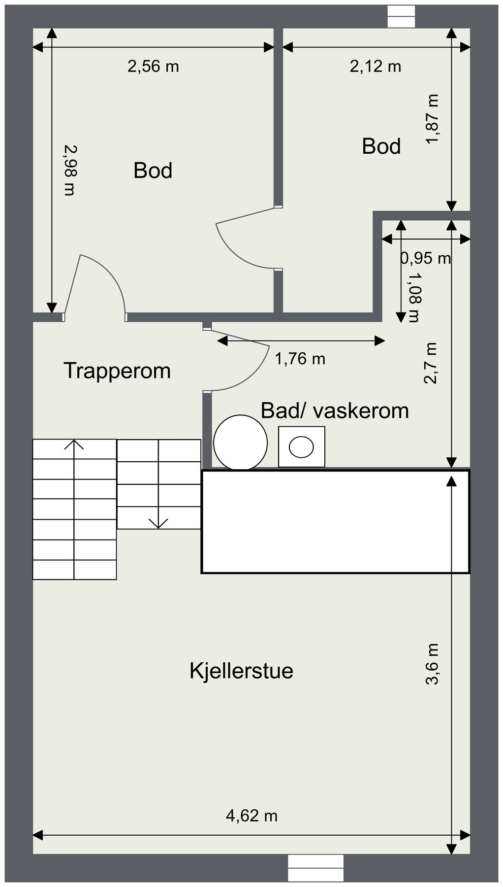 Plantegning kjeller. Galleribilde