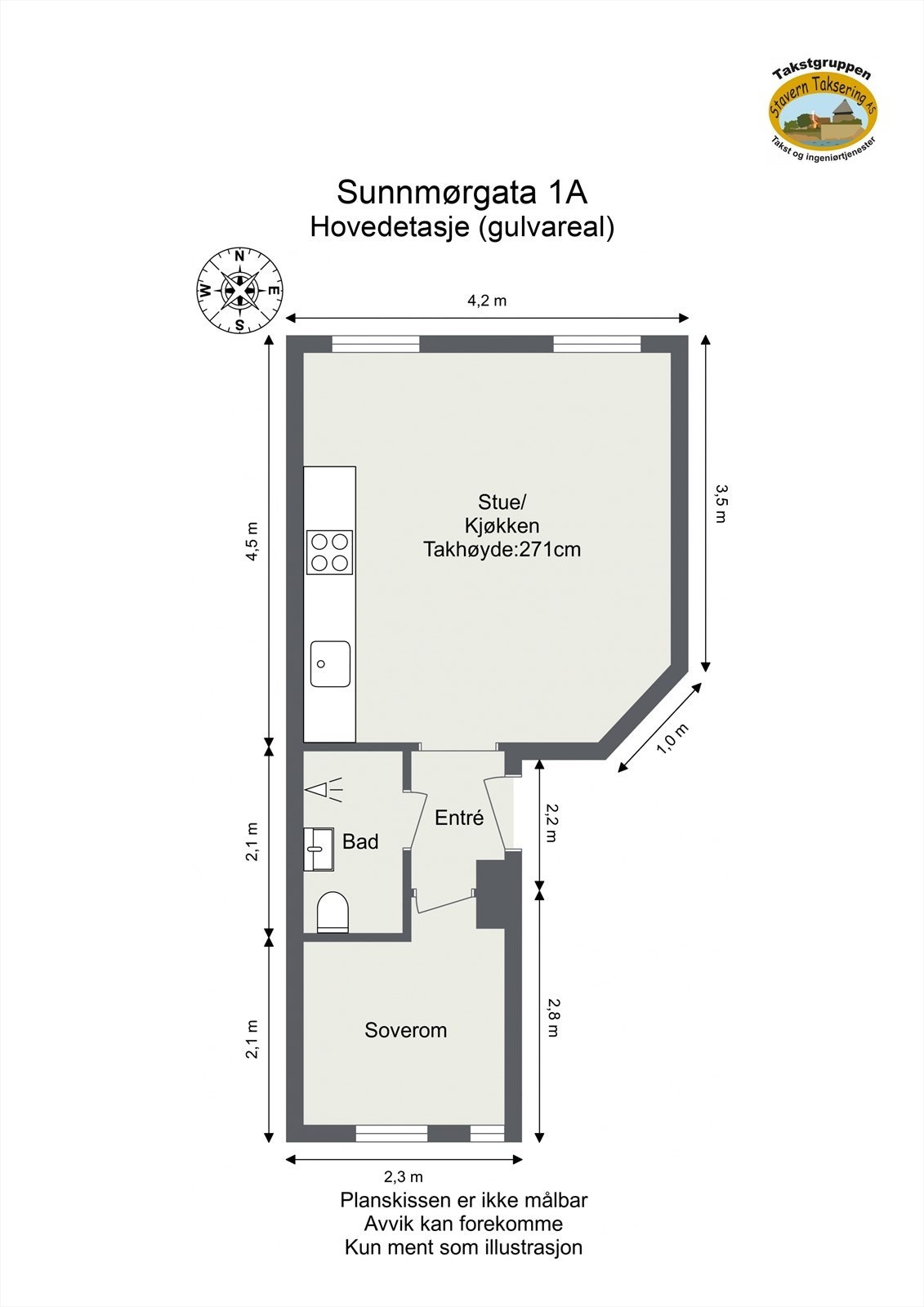 Planskisse. Leiligheten disponeres også en romslig bod i kjeller på ca 9m² Galleribilde