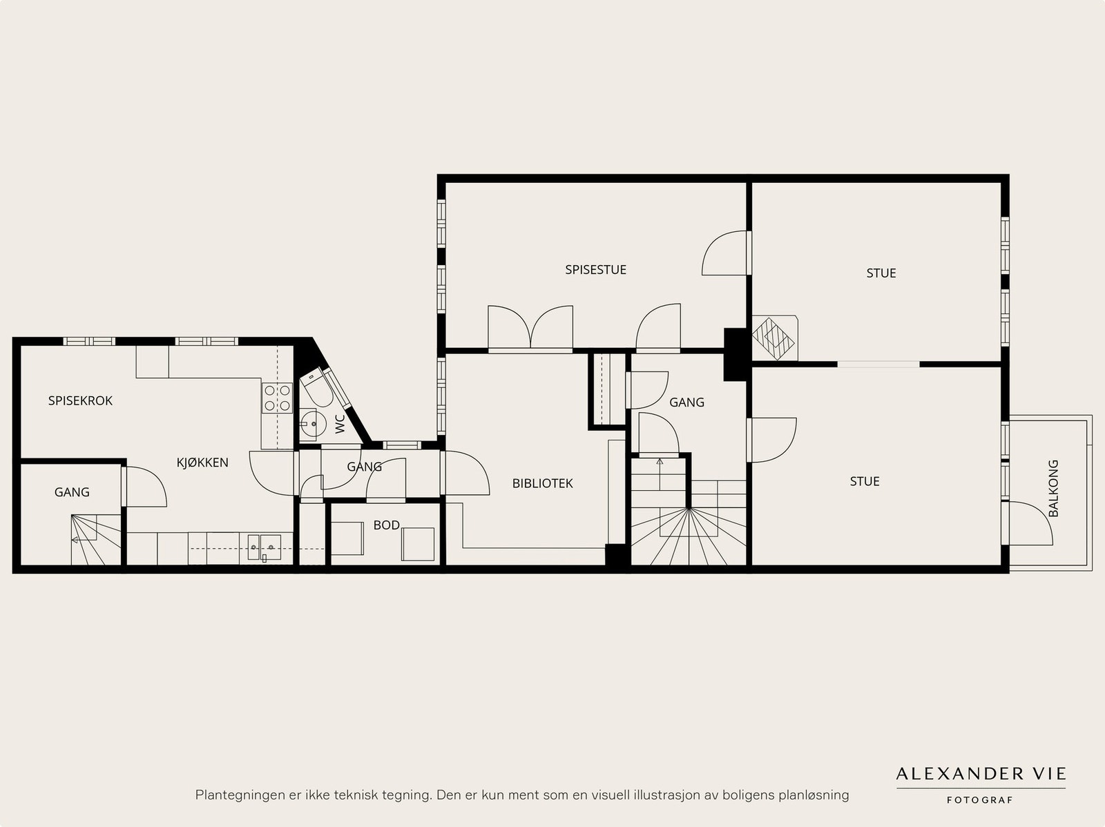 Planskisse hovedetasje. Galleribilde
