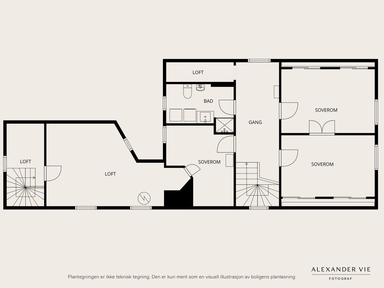 Planskisse loftsetasjen. Galleribilde