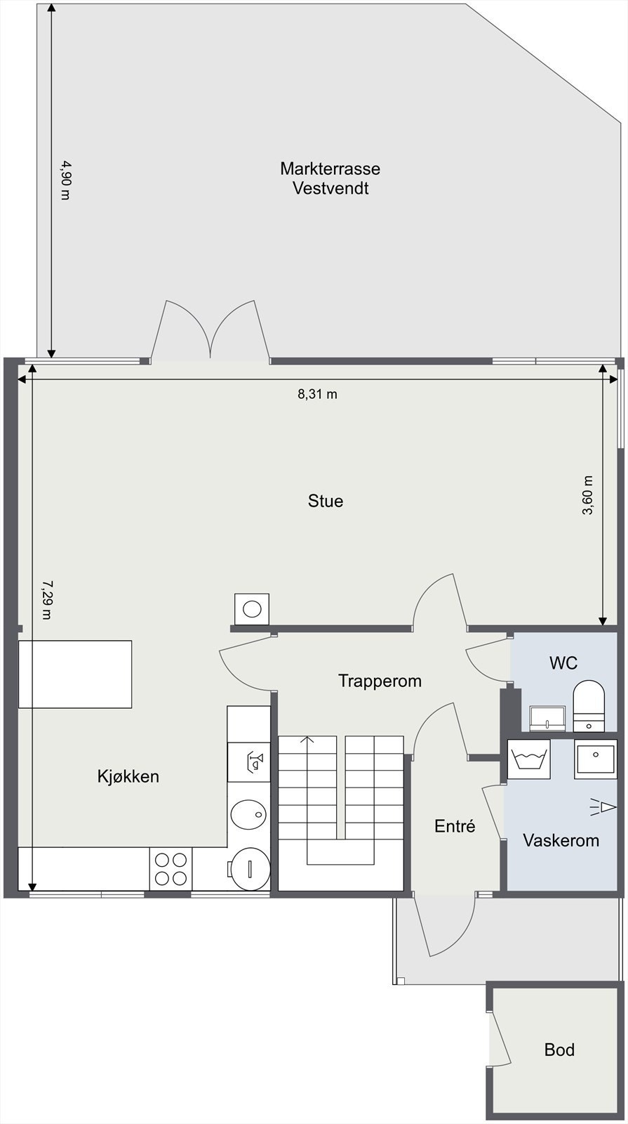 Plantegning 1. etasje Galleribilde