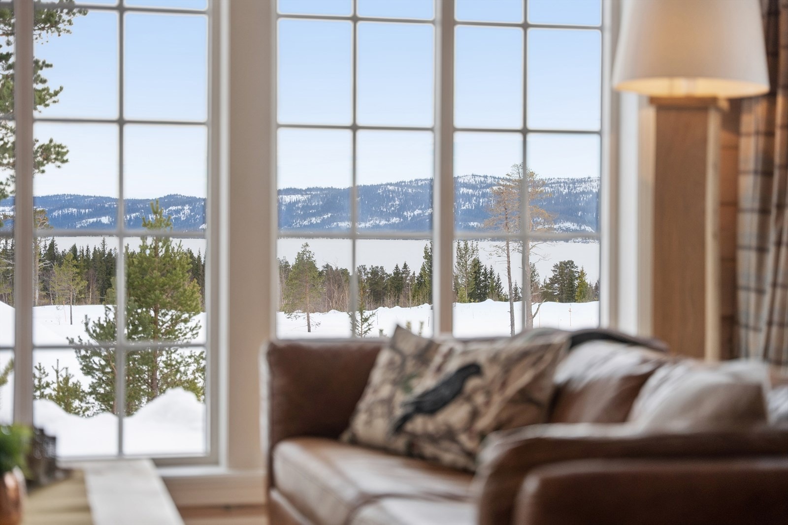 Fra hytta kan du nyte en fantastisk utsikt mot Totak året rundt - like flott sommer som vinter. Galleribilde