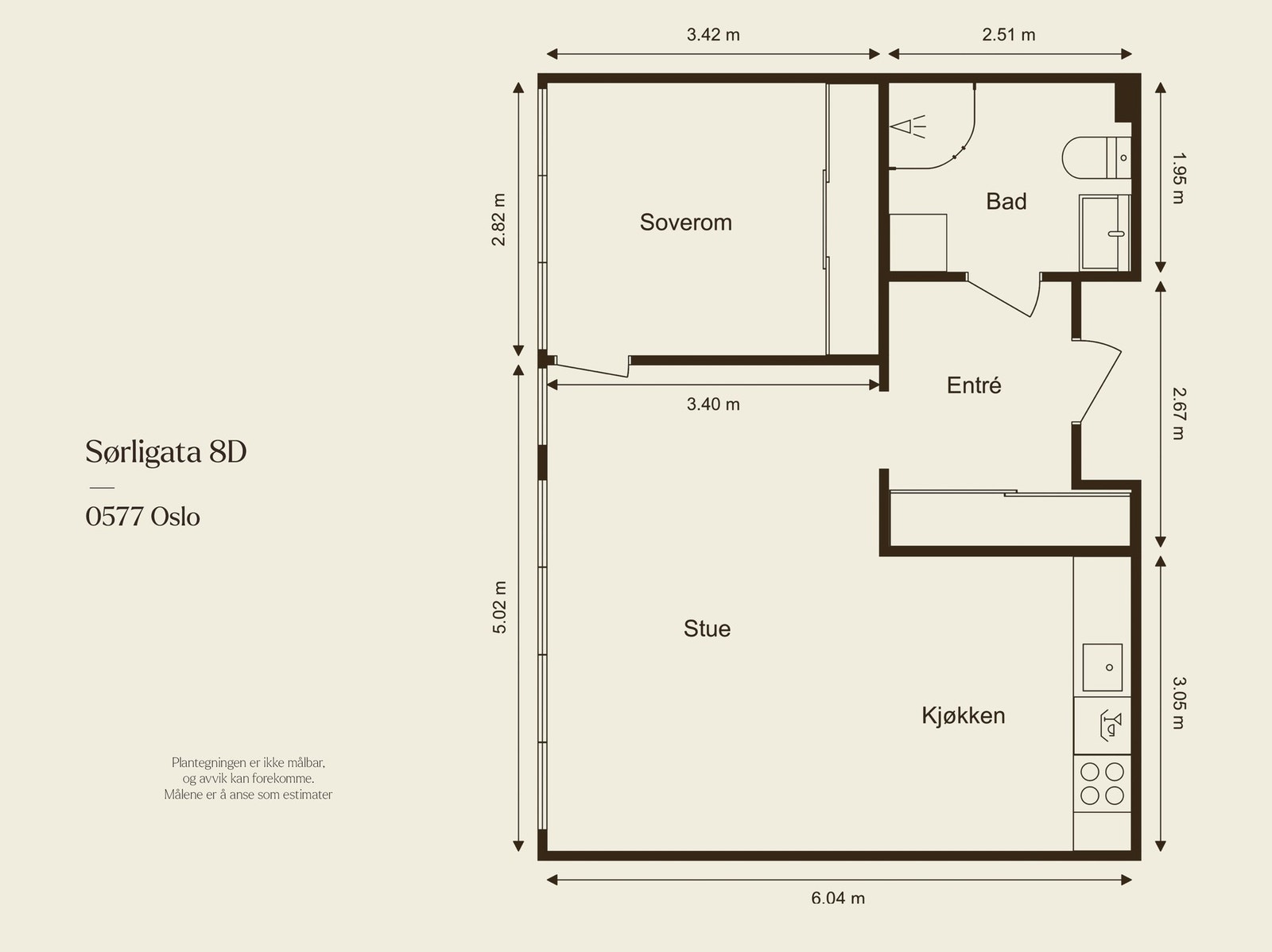 3. etasje (heis) og består av entré, bad, stue/kjøkken og soverom. Galleribilde