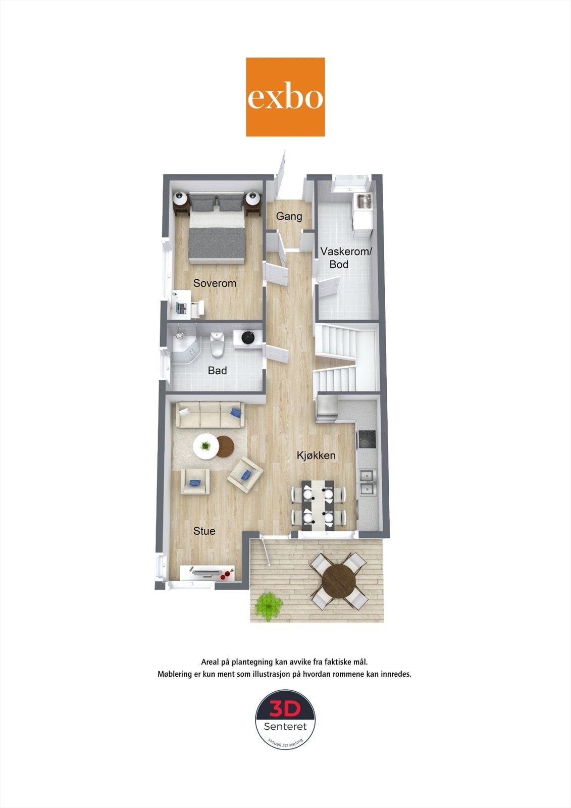 Plantegning 2.etasje - leilighetens 1.etasje. Galleribilde