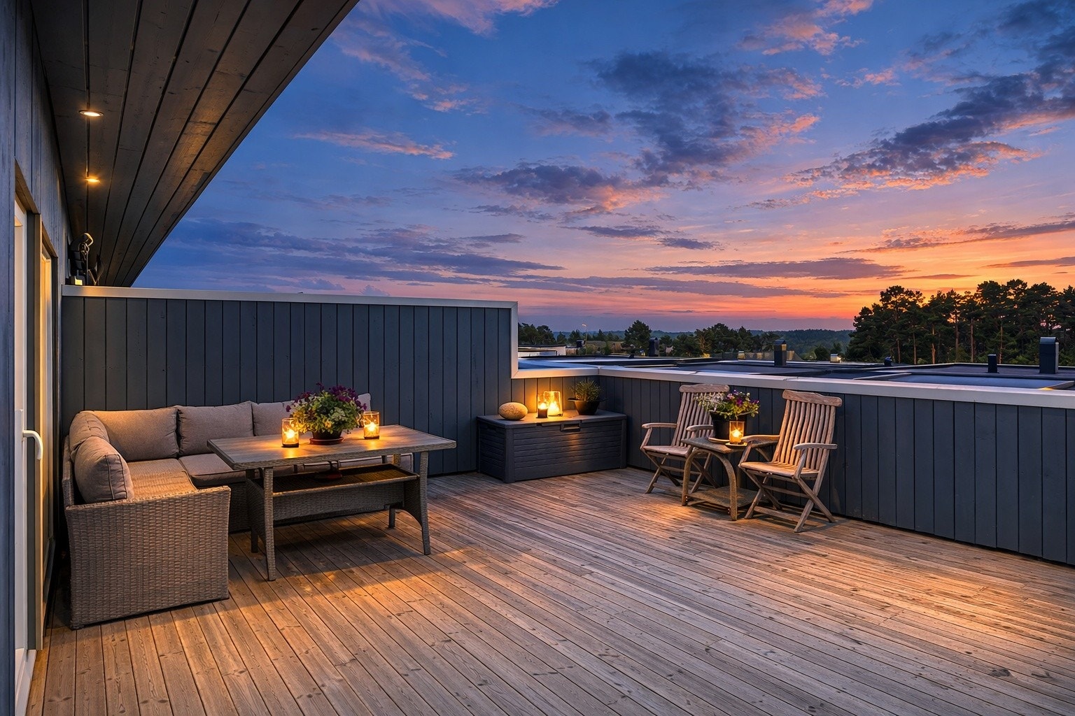 Illustrasjon av kveldsstemning. Galleribilde