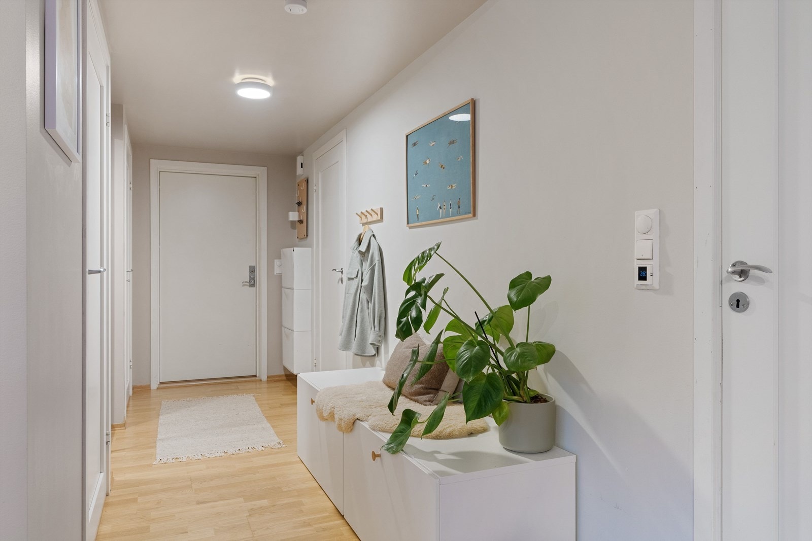 Entréen er lys og romslig og gir et ryddig førsteinntrykk. Galleribilde