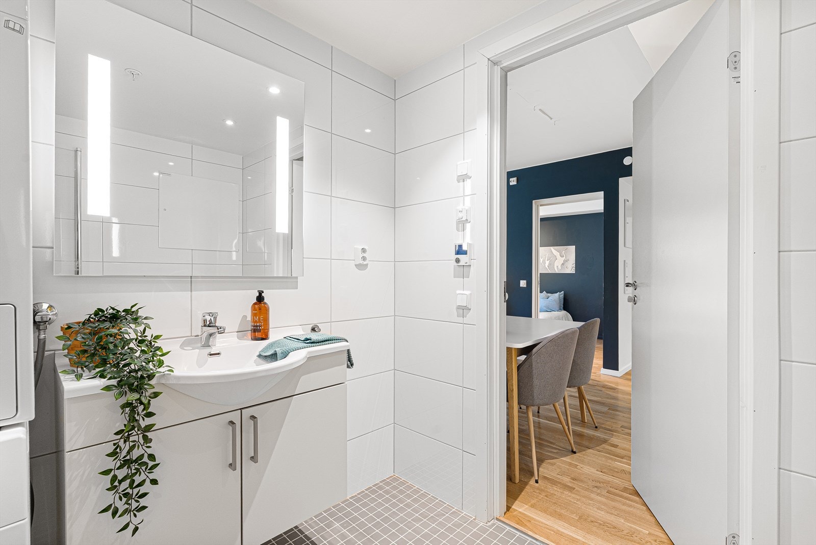 Vaskemaskin og tørketrommel på bad vil følge handelen videre til ny eier. Galleribilde