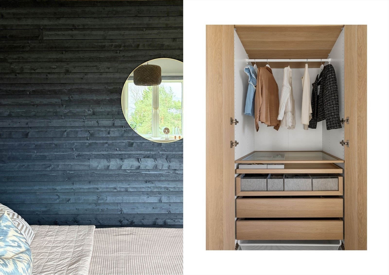 Samt et praktisk garderobeskap fra 2019, som gir rikelig med oppbevaringsplass Galleribilde