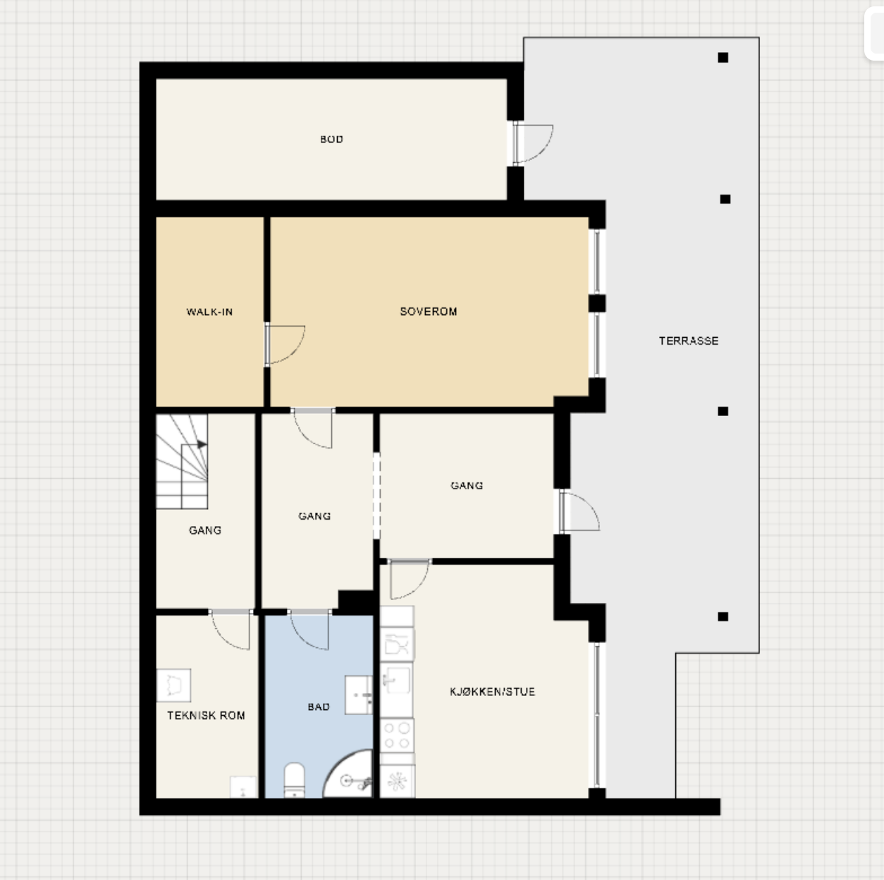 Alternativ planløsning for utleiedel Galleribilde