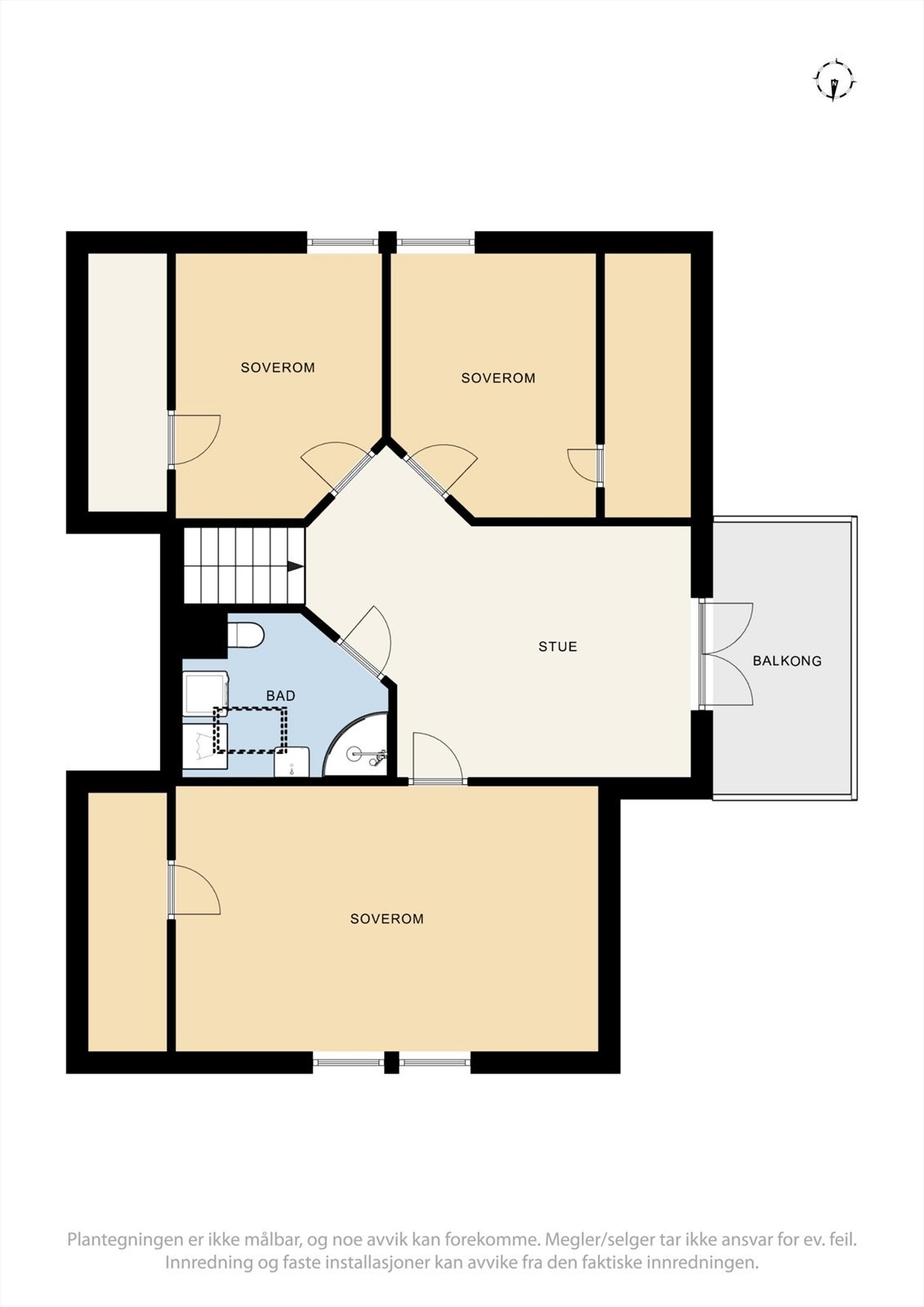 2. etasje er en privat sone med loftstue, tre soverom og et bad. Galleribilde