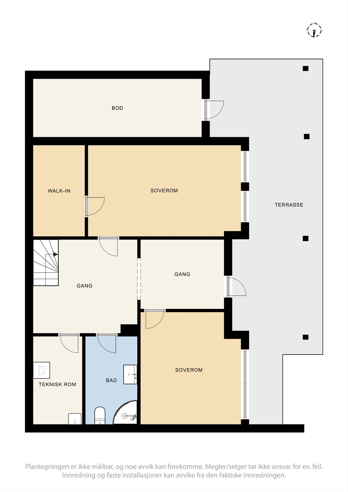 Underetasjen har en fleksibel planløsning med to soverom, bad, vaskerom og bod. Galleribilde